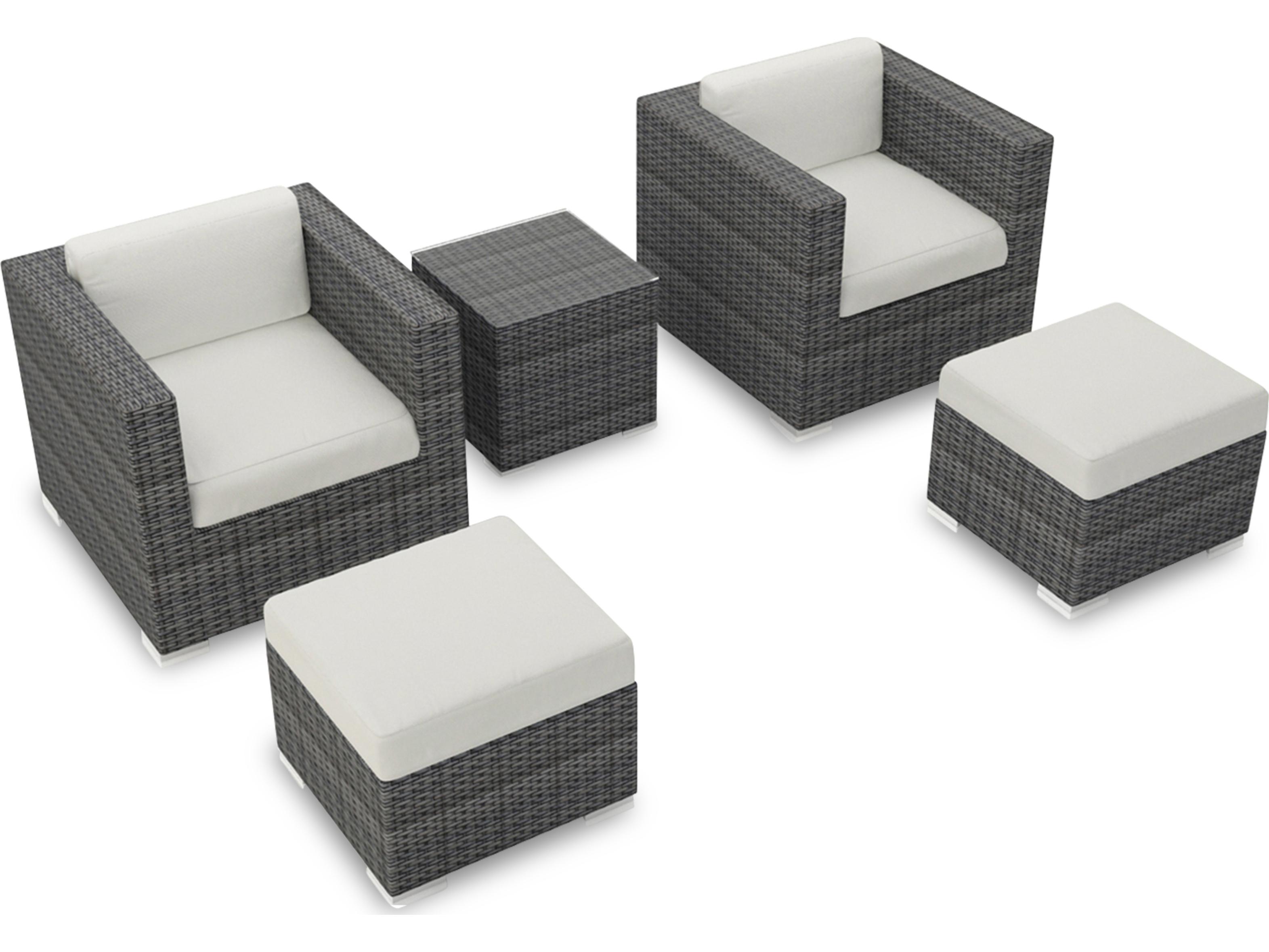 Harmonia Living District HDPE Wicker Textured Slate 5 Piece Outdoor Patio Lounge Set