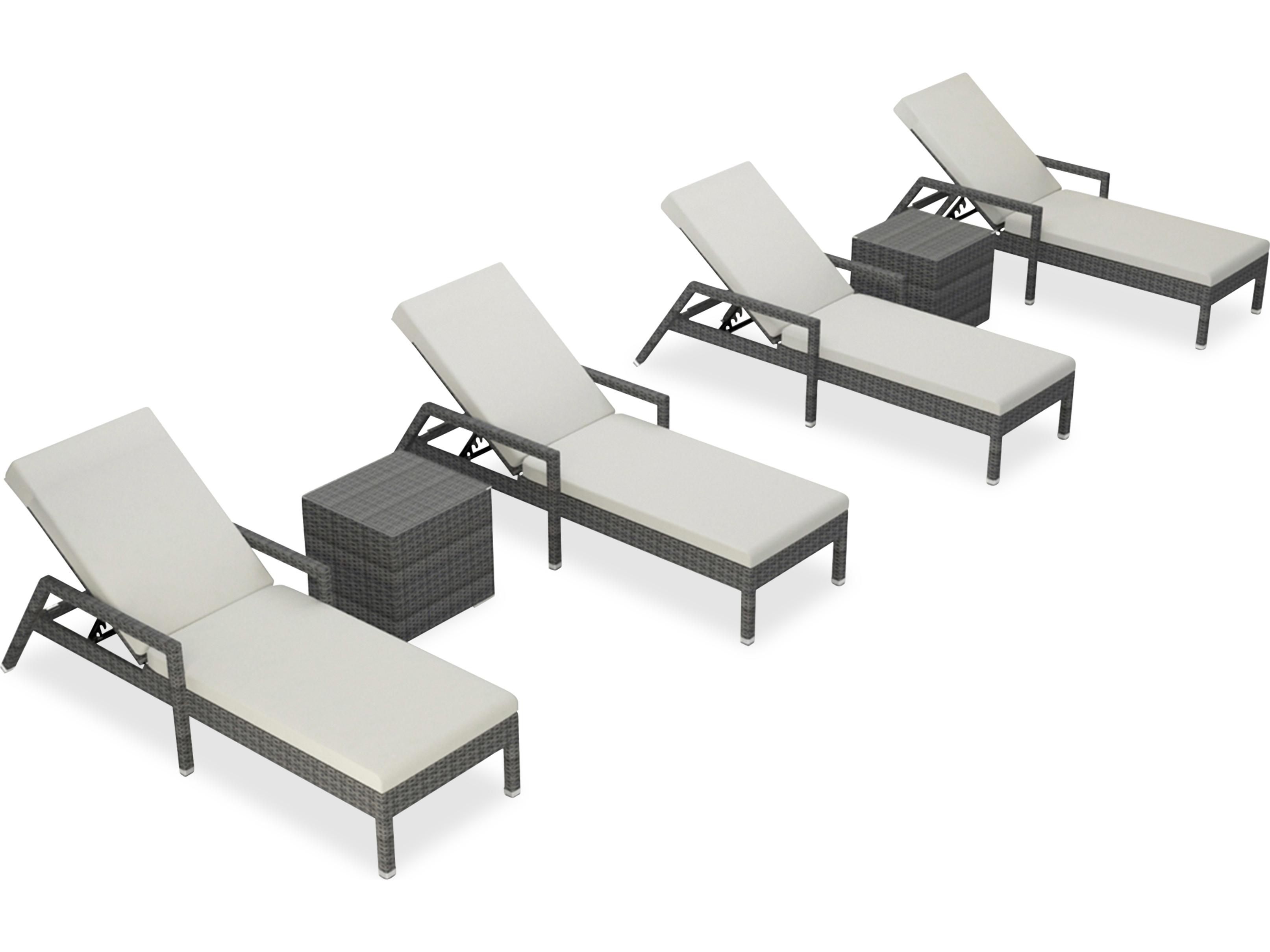 Harmonia Living District HDPE Wicker Textured Slate 6 Piece Curve Reclining Chaise Patio Lounge Set