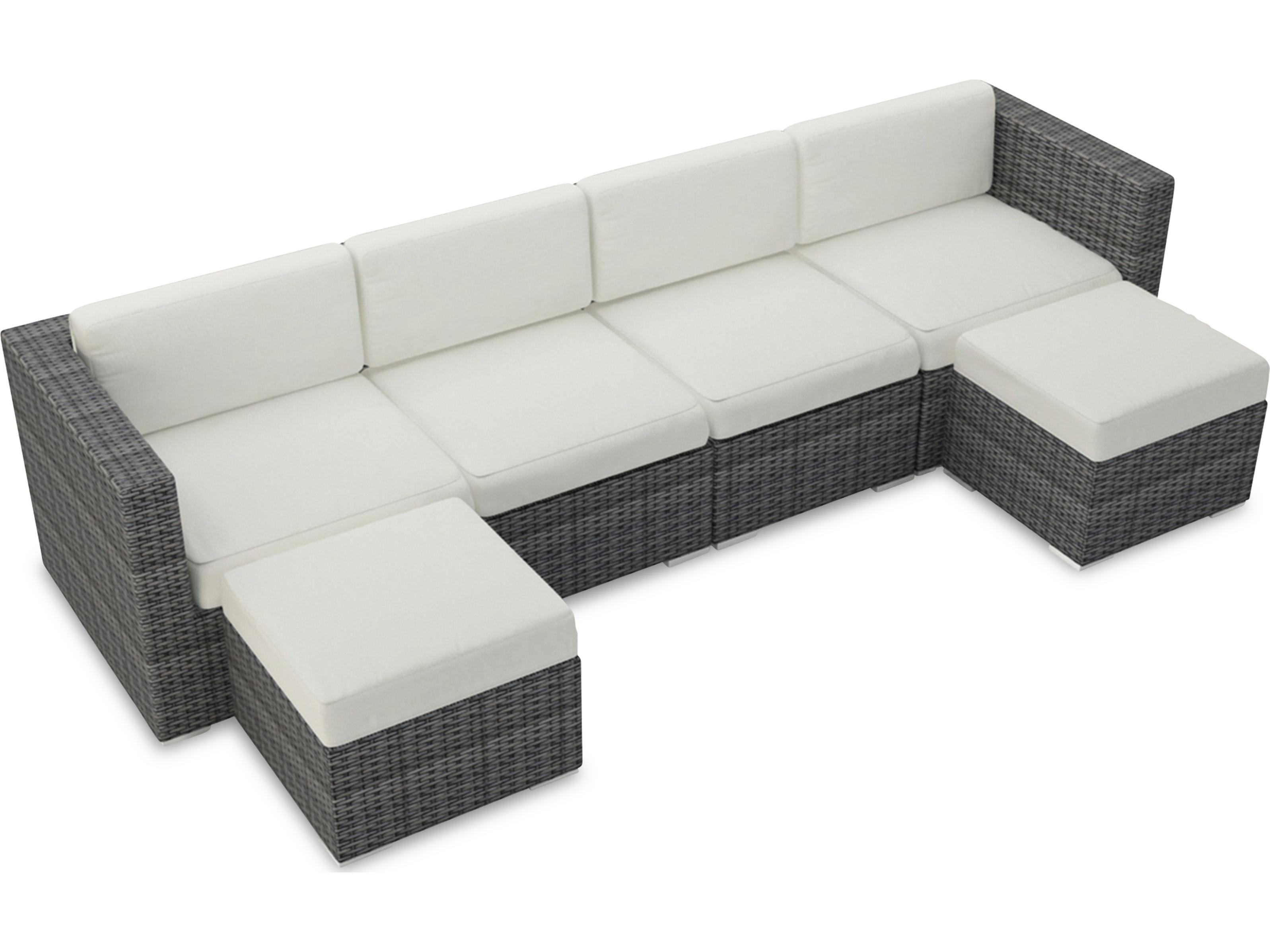 Harmonia Living District HDPE Wicker Textured Slate 6 Piece Sectional Outdoor Lounge Set