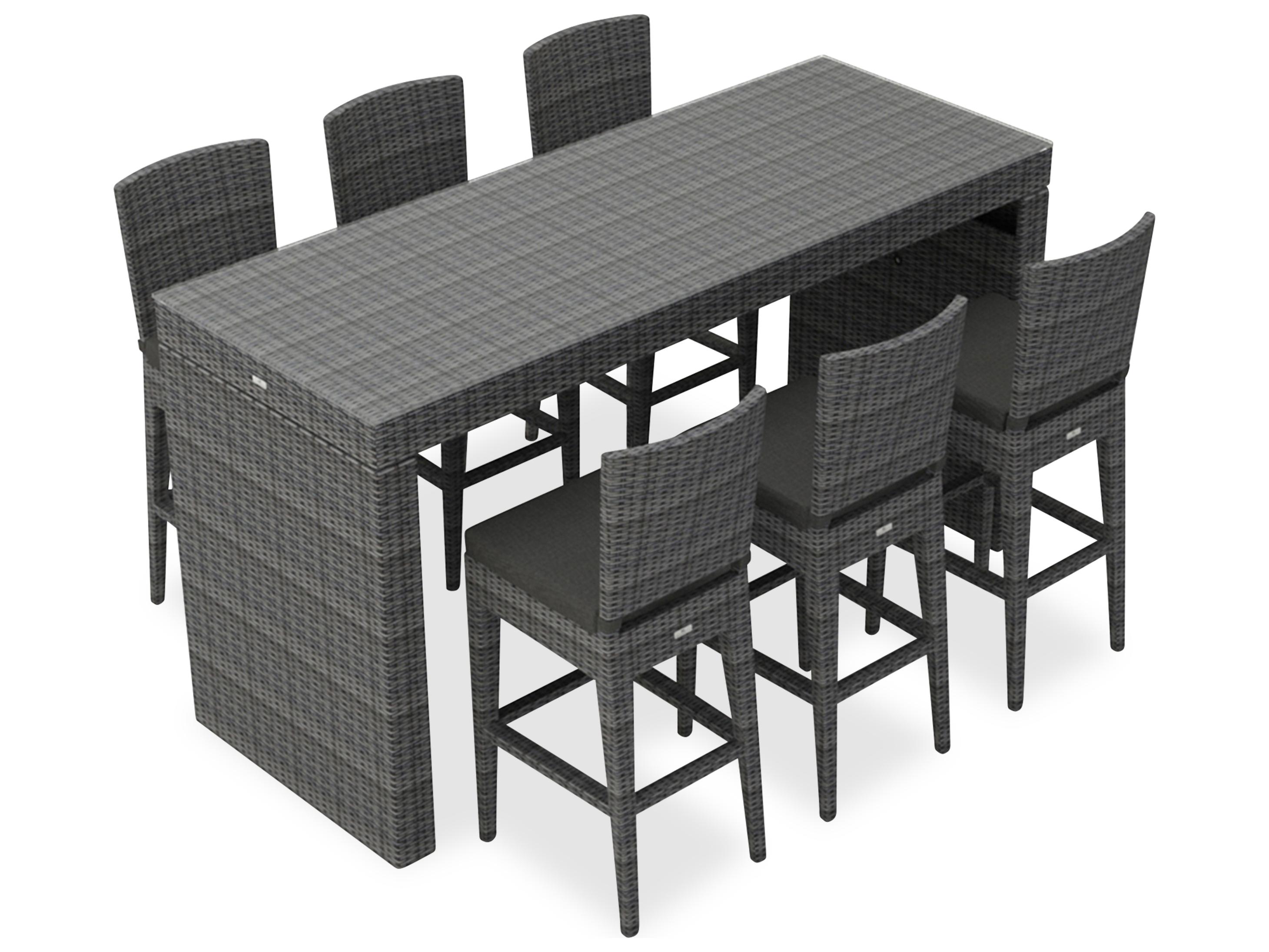 Harmonia Living District HDPE Wicker Textured Slate 7 Piece Bar Set