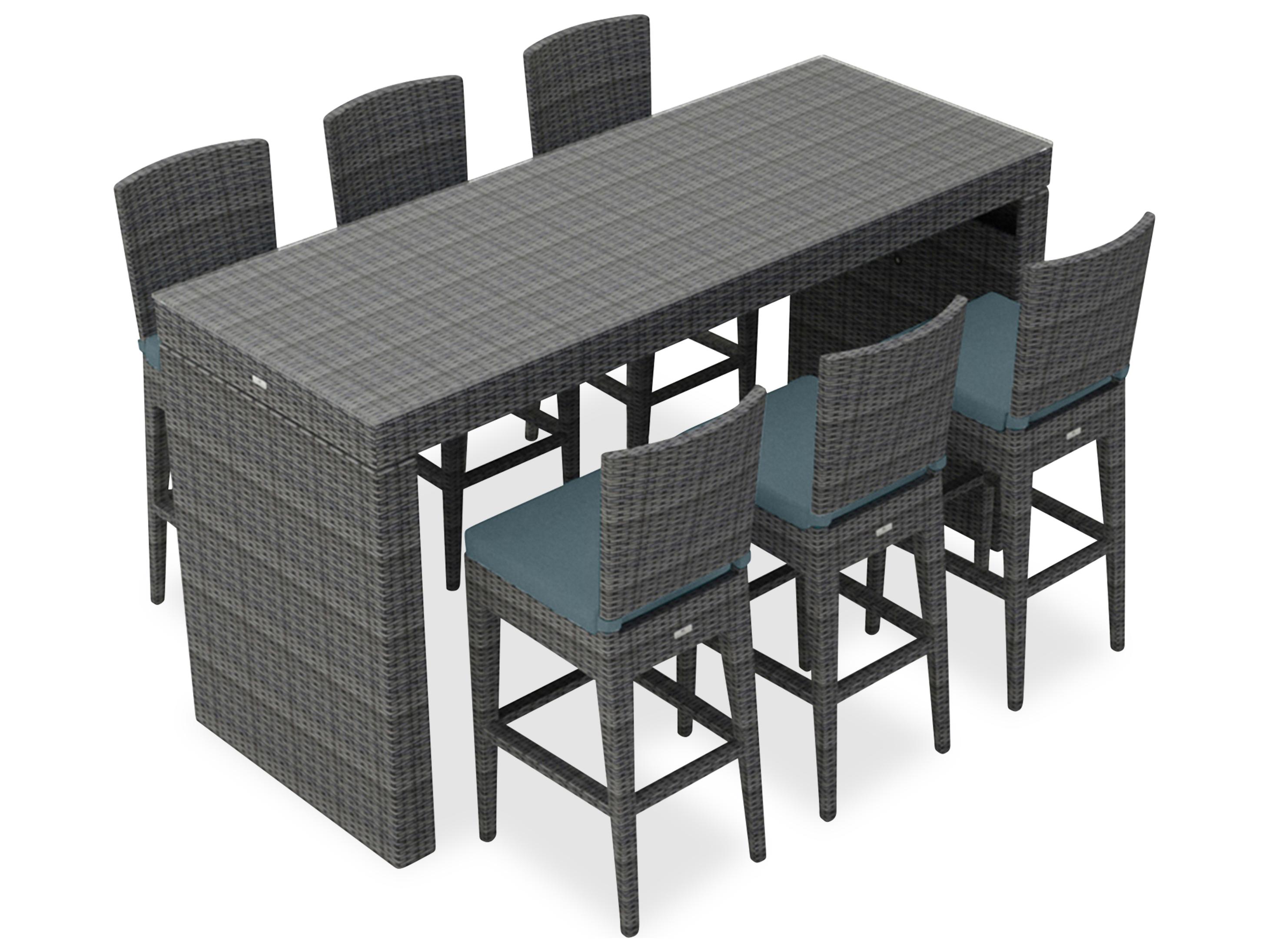 Harmonia Living District HDPE Wicker Textured Slate 7 Piece Bar Set