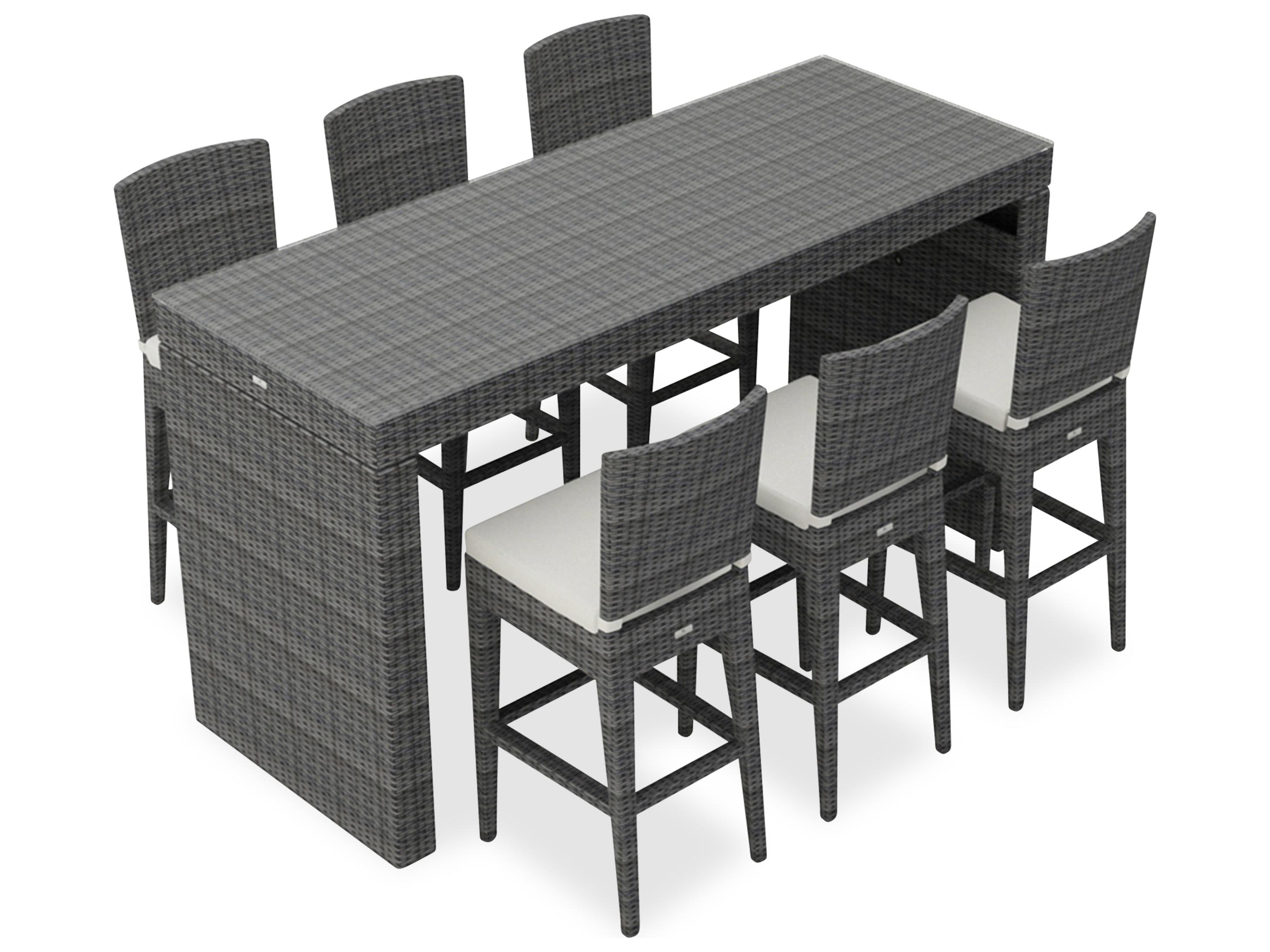 Harmonia Living District HDPE Wicker Textured Slate 7 Piece Bar Set