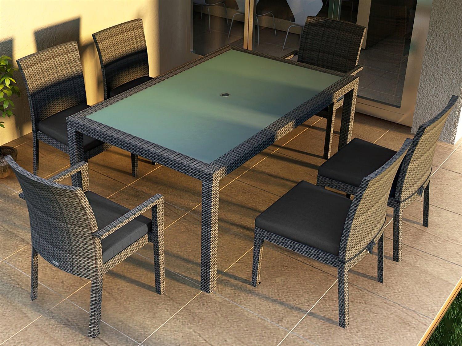 Harmonia Living District Wicker 7 Piece Patio Dining Set