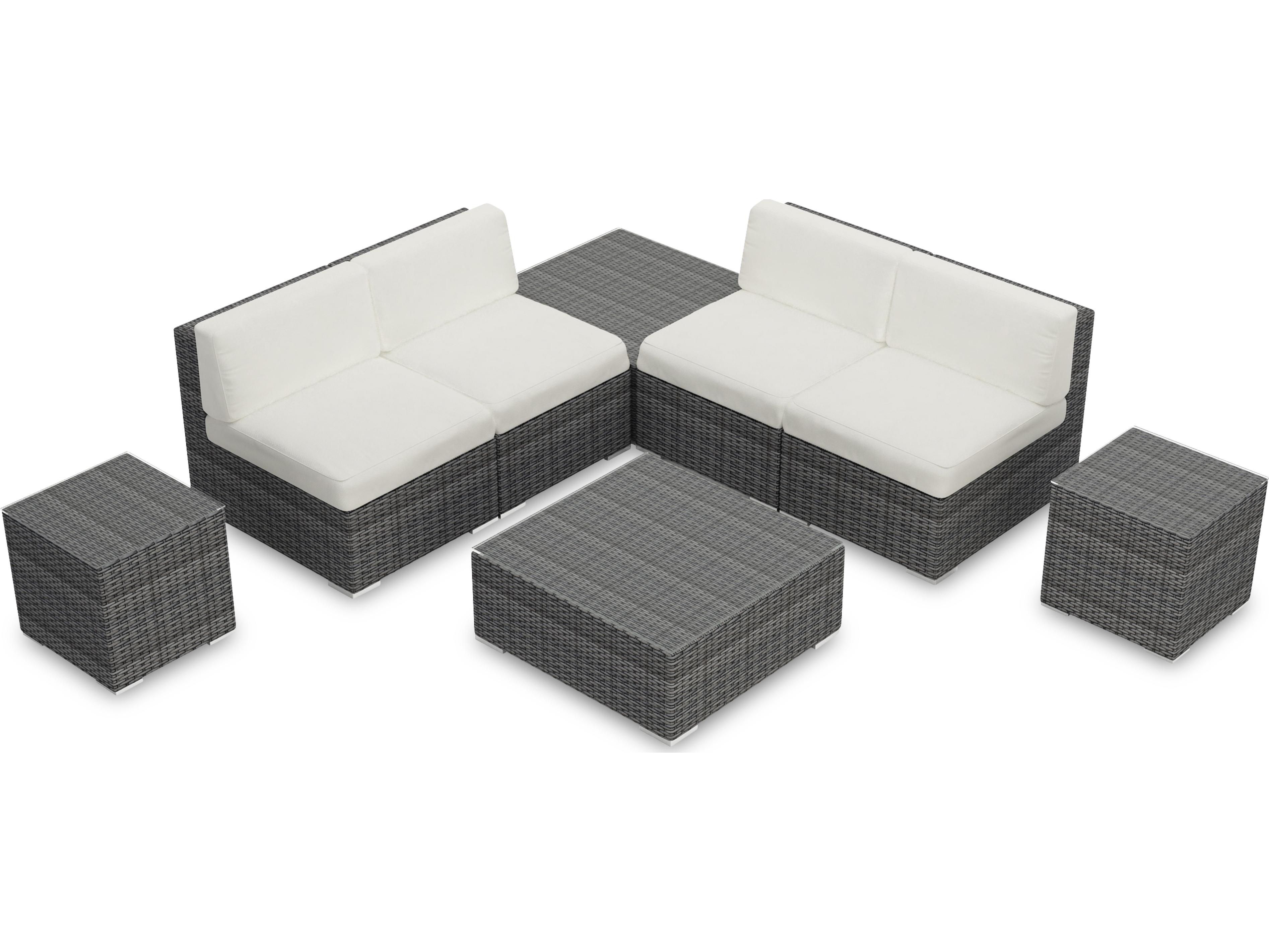 Harmonia Living District HDPE Wicker Textured Slate 8 Piece Sectional Outdoor Lounge Set
