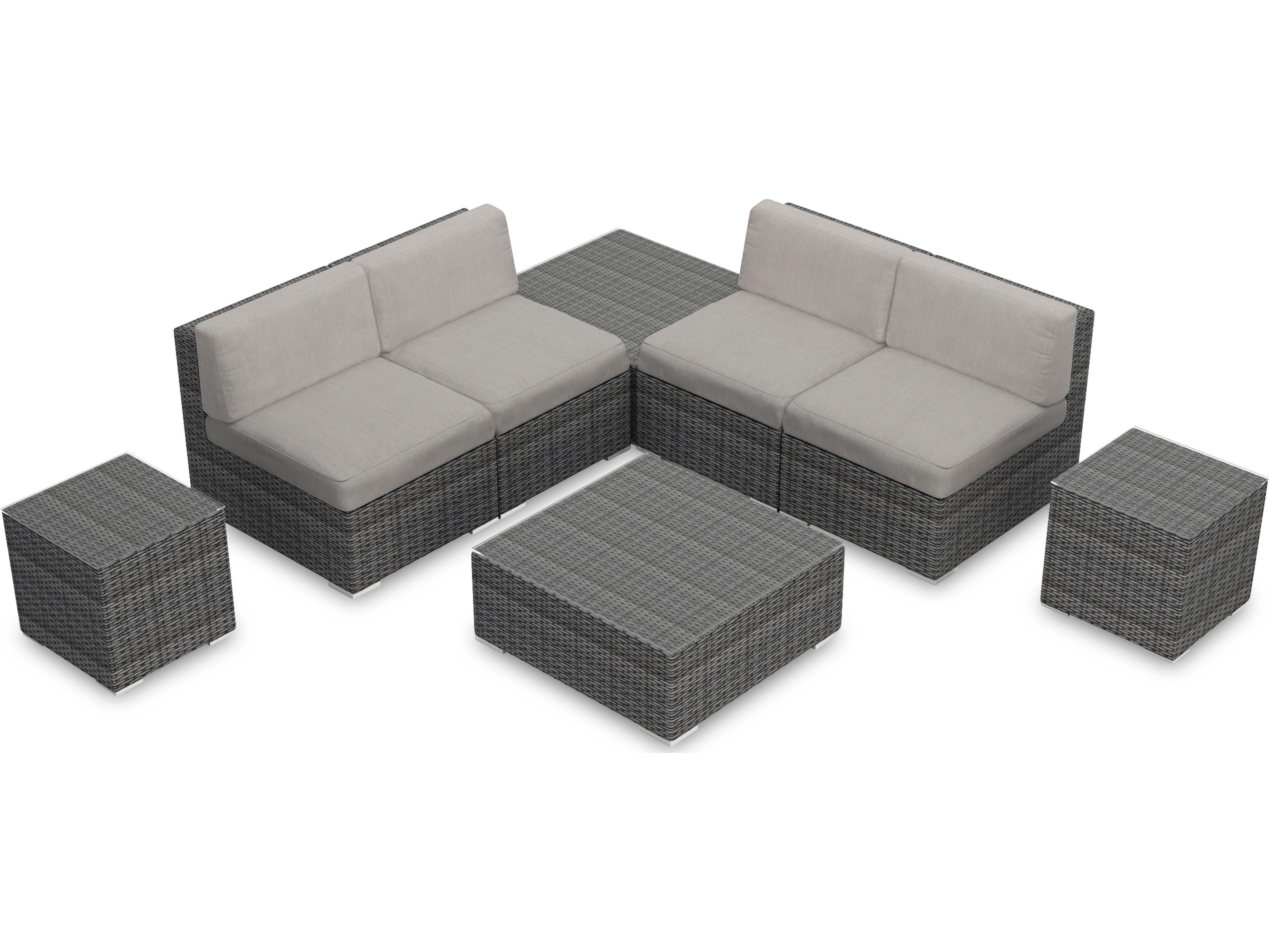 Harmonia Living District HDPE Wicker Textured Slate 8 Piece Sectional Outdoor Lounge Set