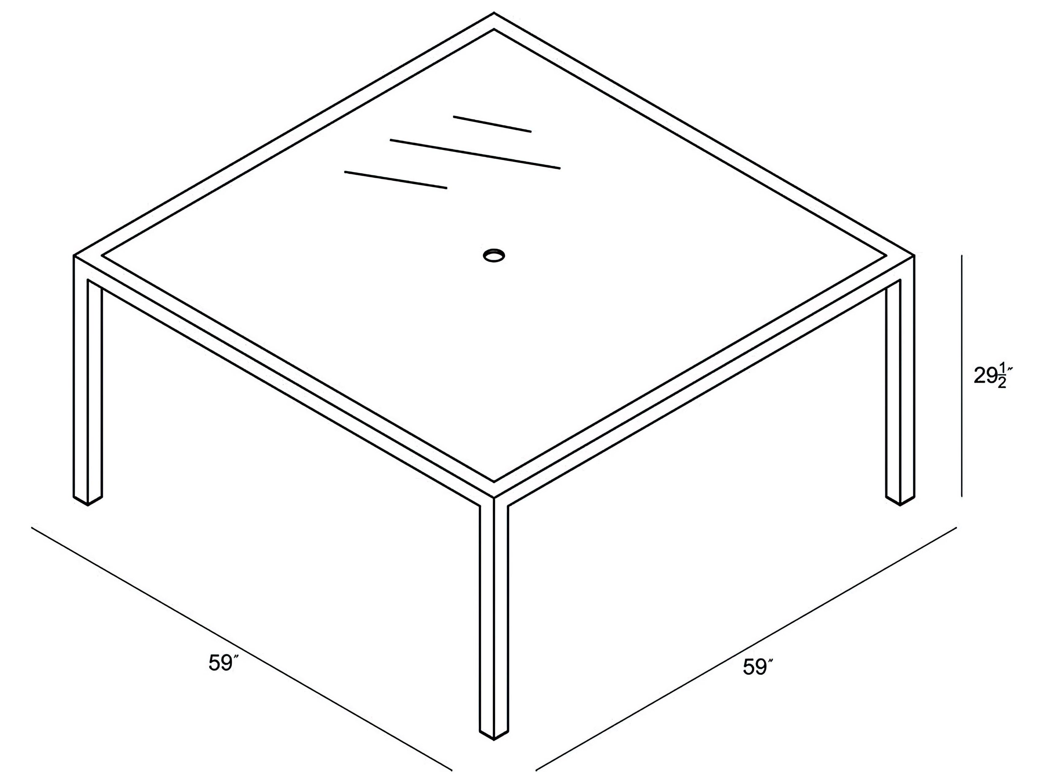 Harmonia Living District HDPE Wicker Square Glass Top Dining table with Umbrella Hole