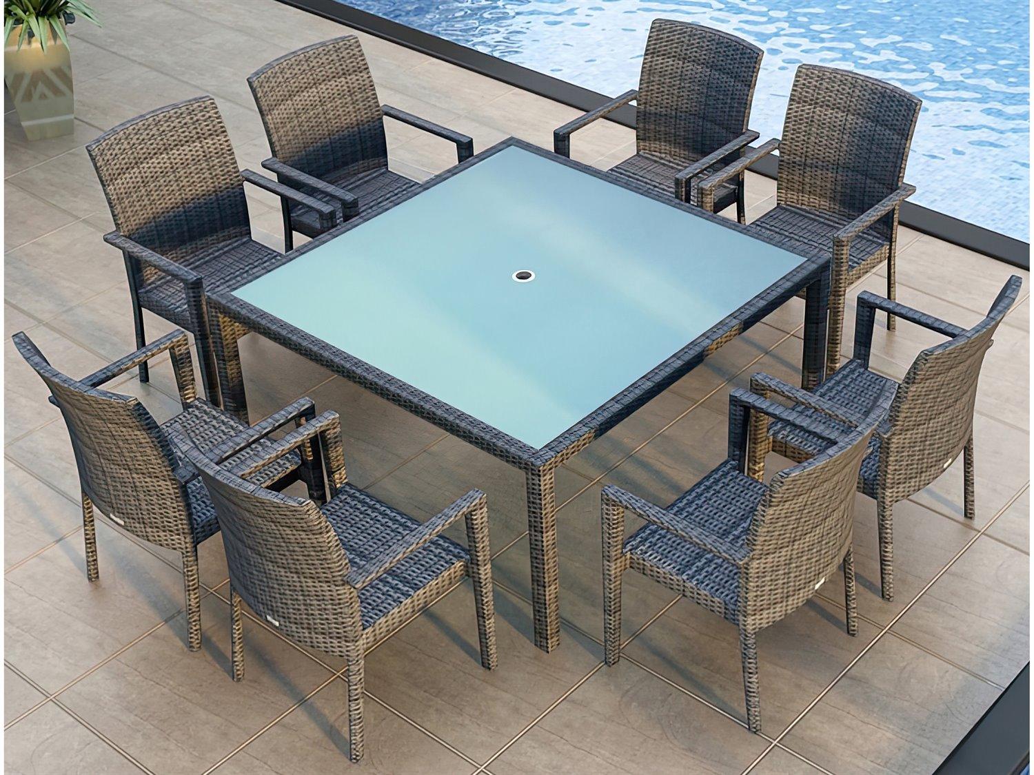 Harmonia Living District Wicker 9 Piece Patio Dining Set