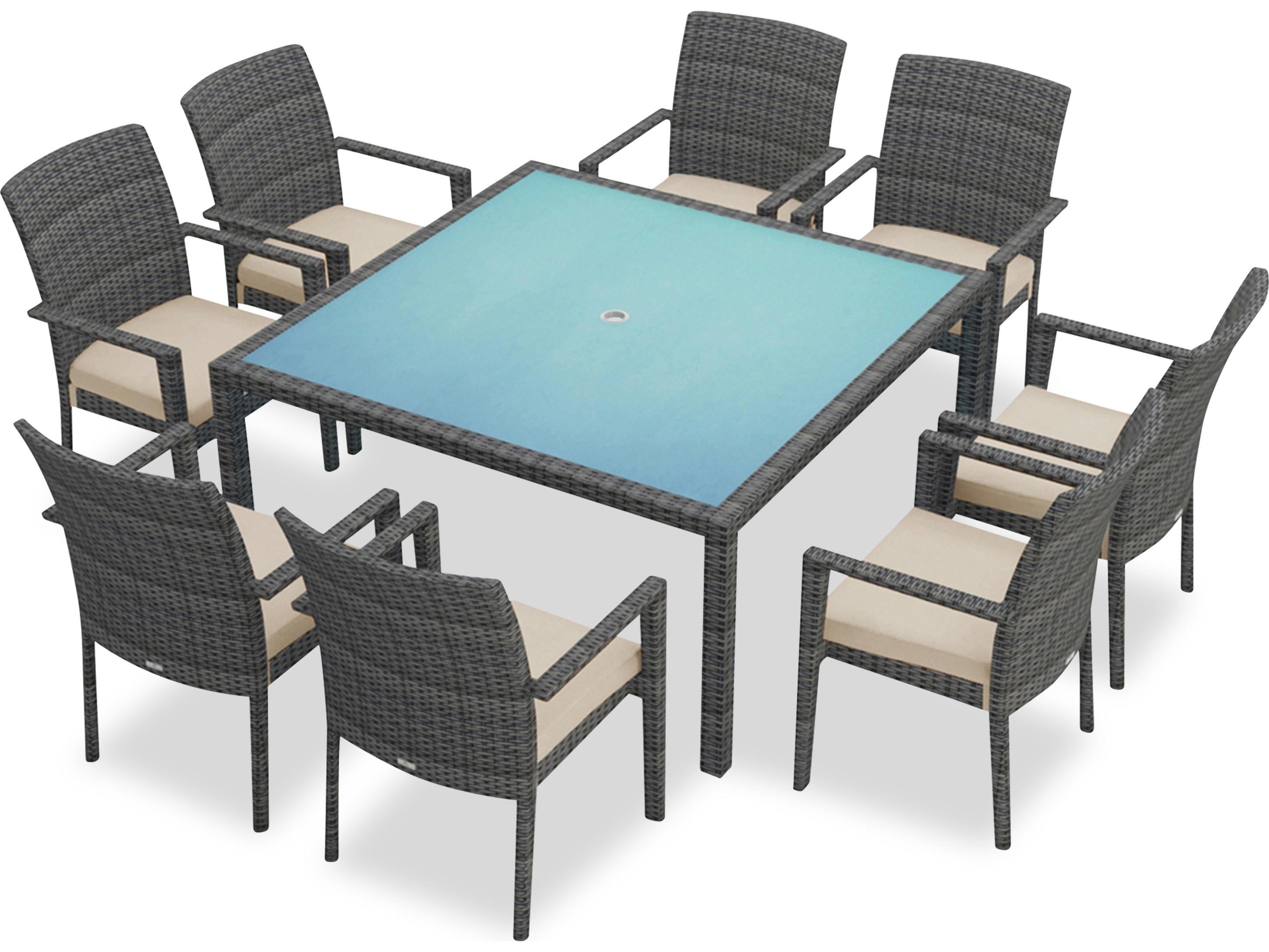 Harmonia Living District Wicker 9 Piece Patio Dining Set