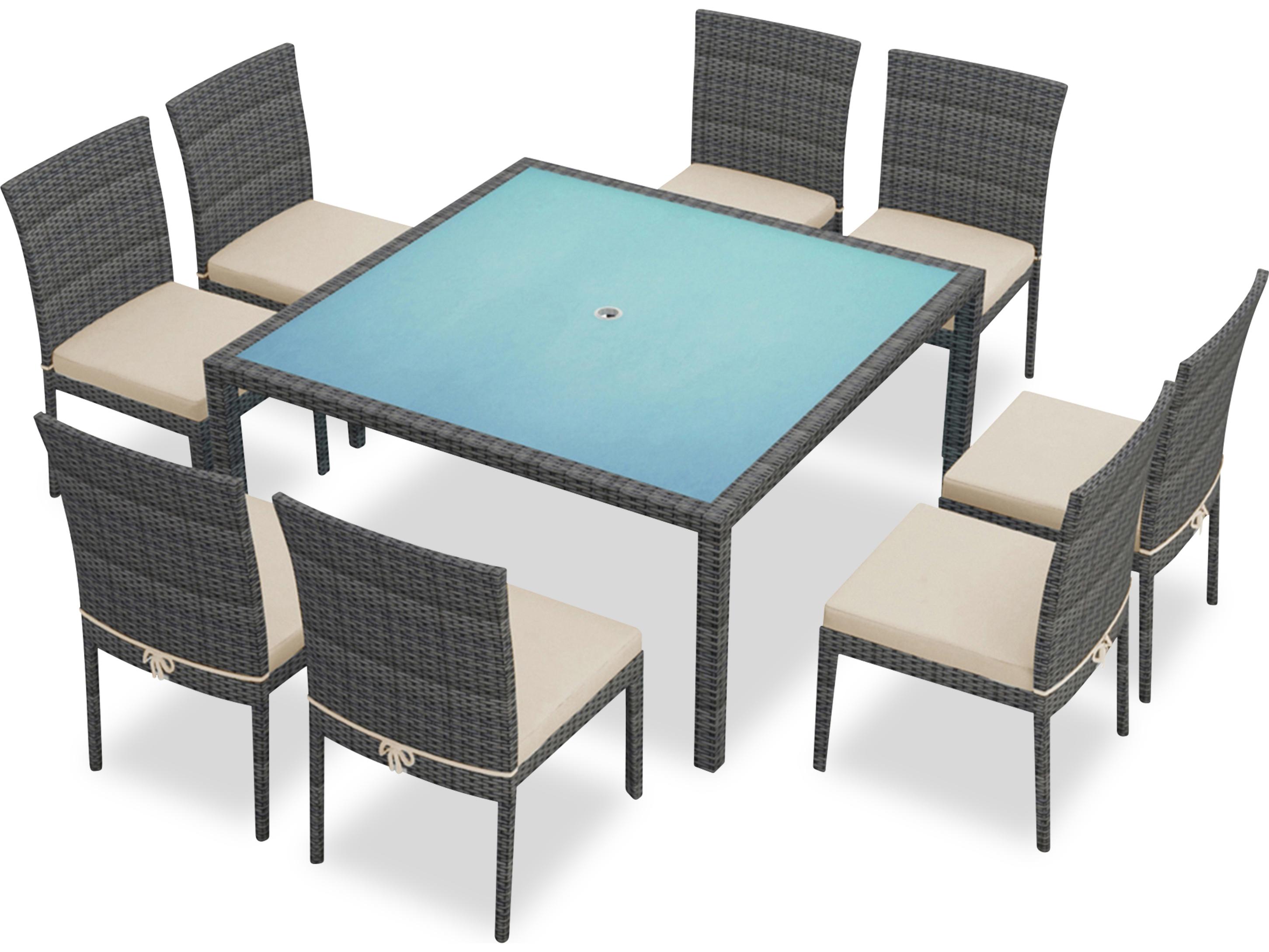 Harmonia Living District Wicker 9 Piece Outdoor Patio Dining Set