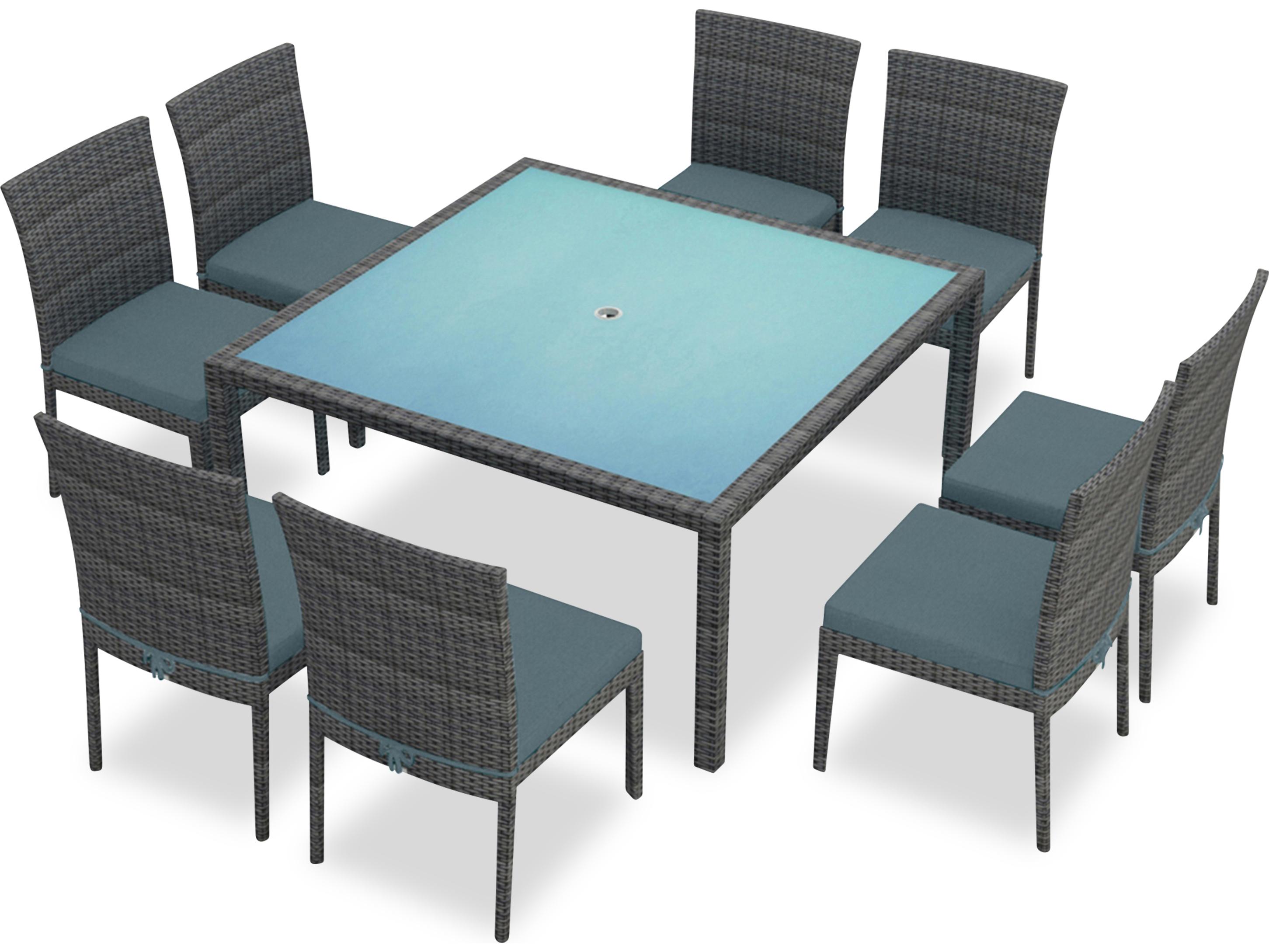 Harmonia Living District Wicker 9 Piece Outdoor Patio Dining Set