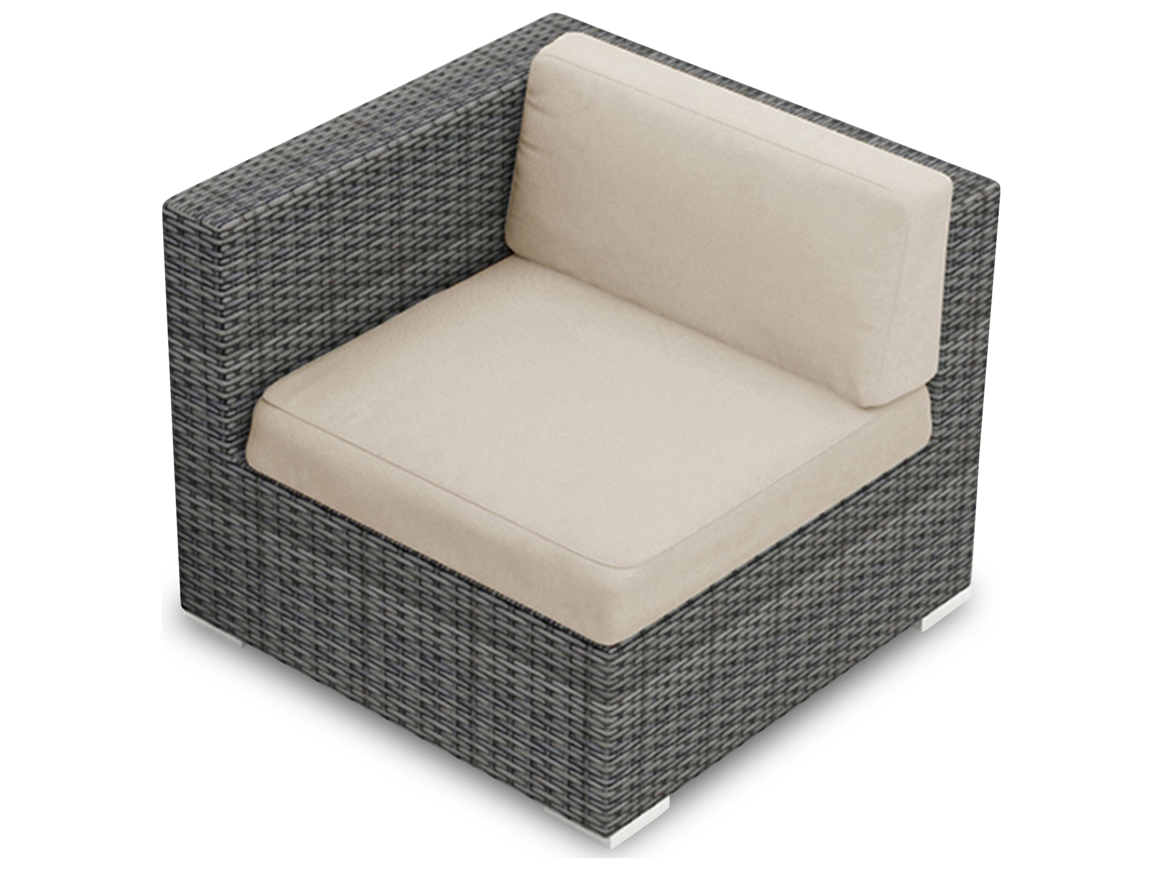 Harmonia Living District Wicker Left Arm Section Outdoor Patio Lounge Chair