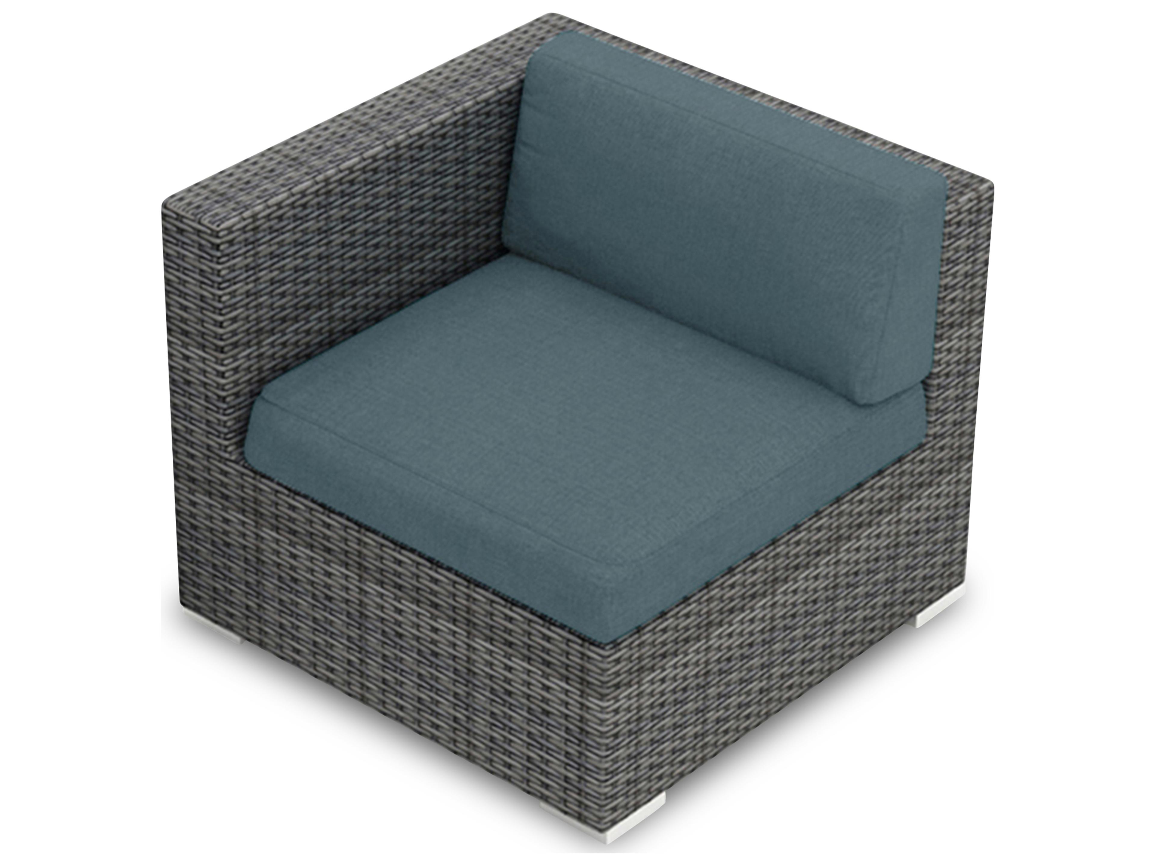 Harmonia Living District Wicker Left Arm Section Outdoor Patio Lounge Chair