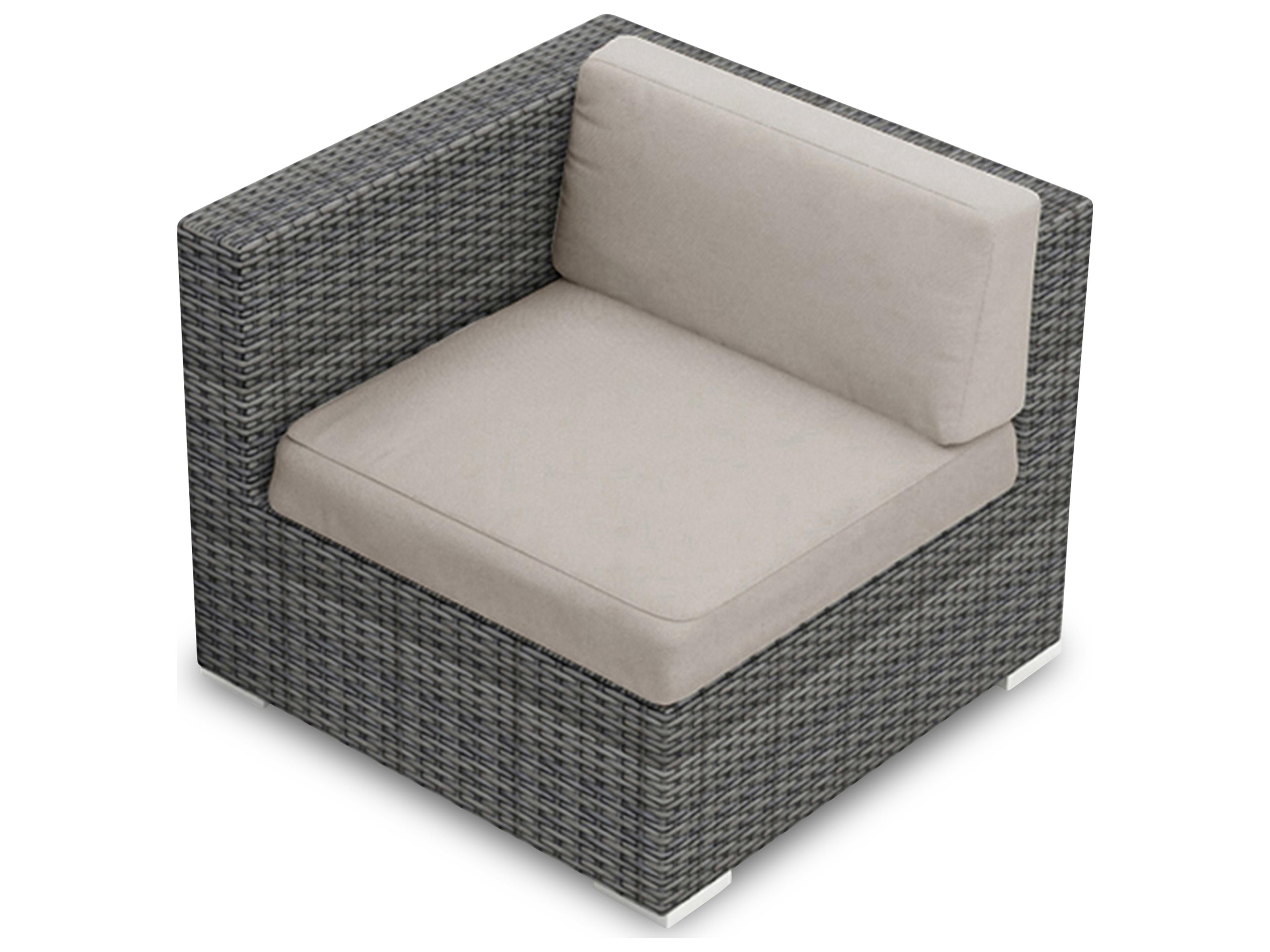 Harmonia Living District Wicker Left Arm Section Outdoor Patio Lounge Chair