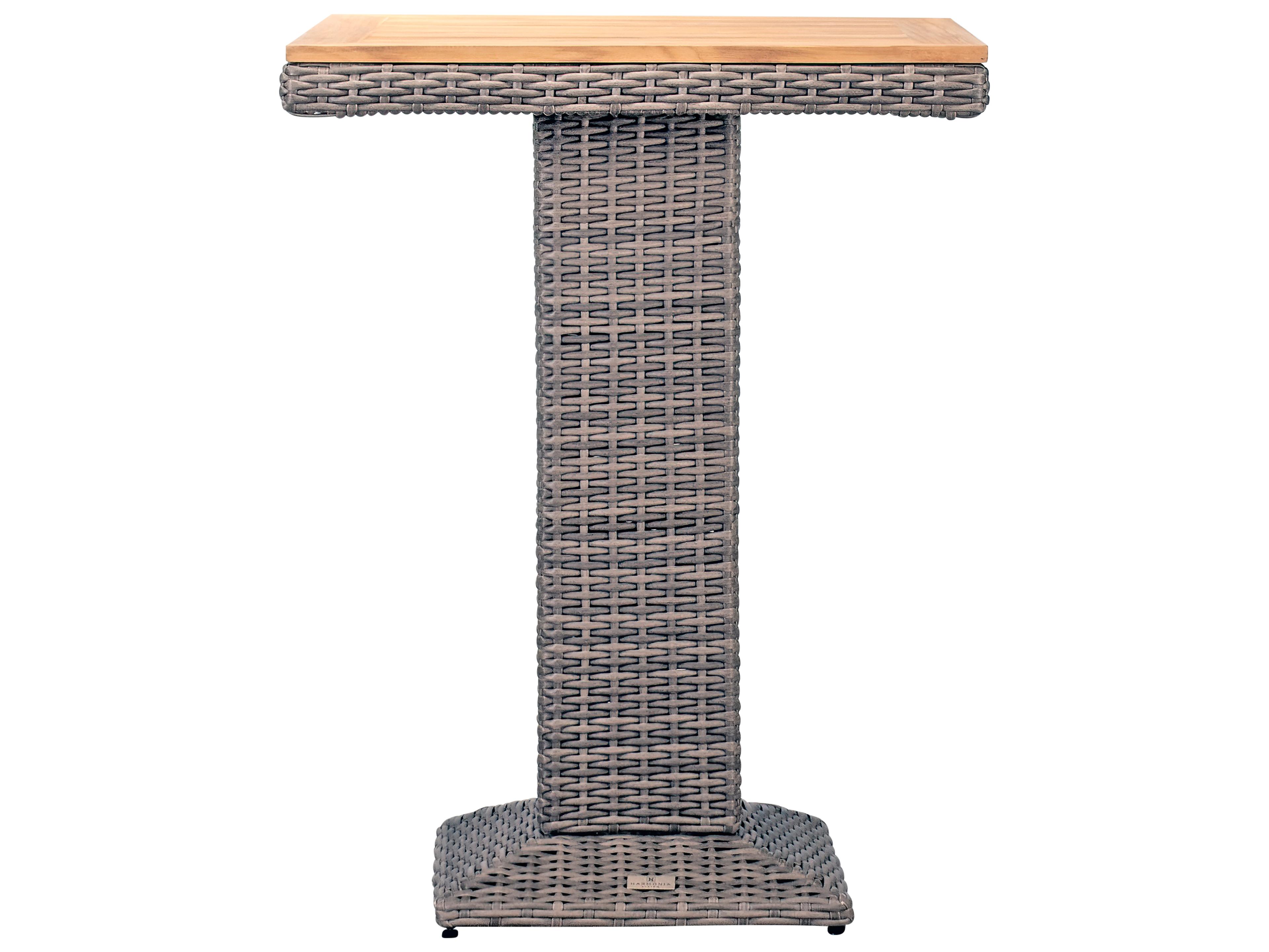 Harmonia Living Viento Wicker Square Glass Top Bar table