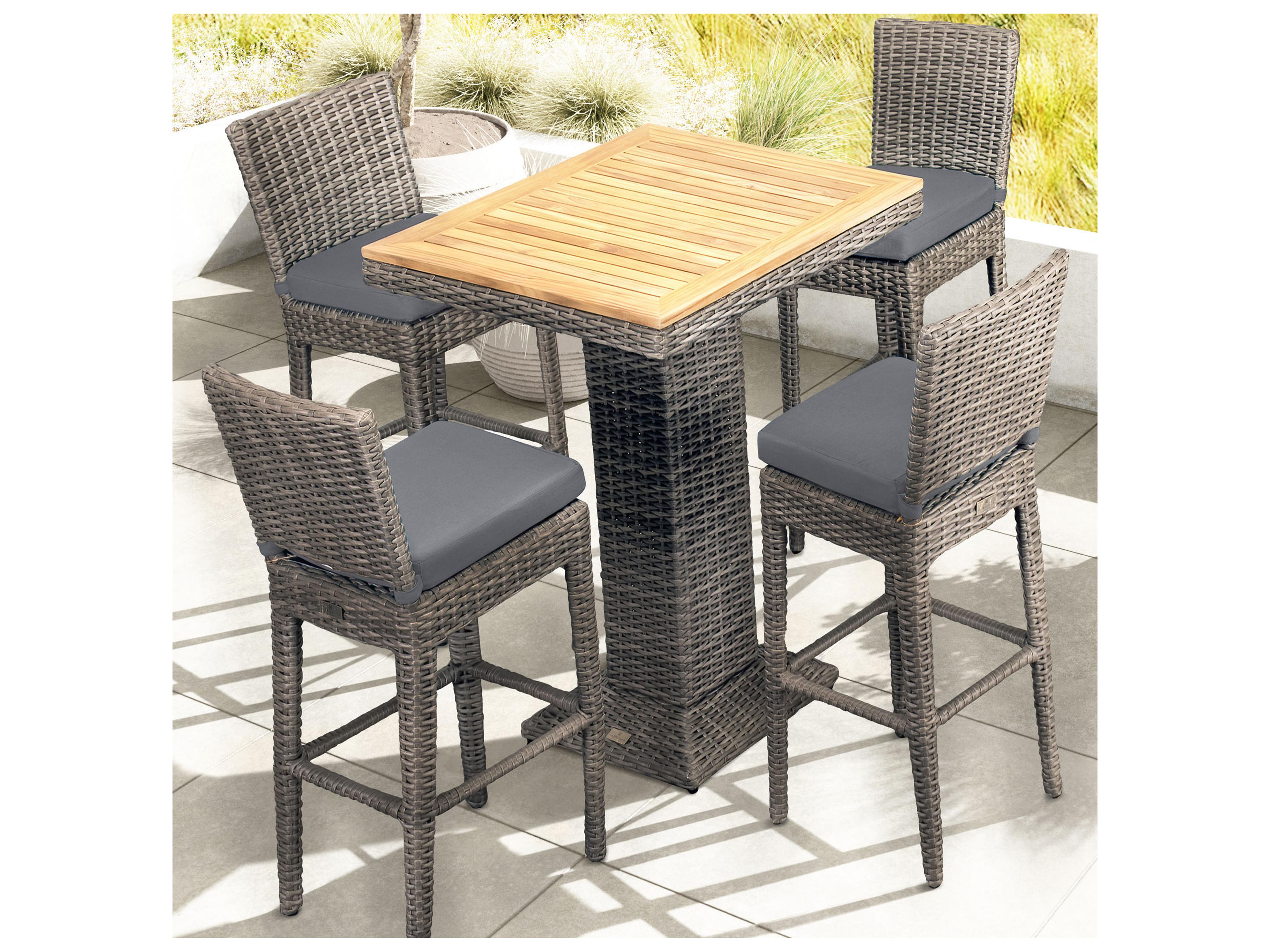 Harmonia Living Viento HDPE Wicker Driftwood 5 Piece Bar Set