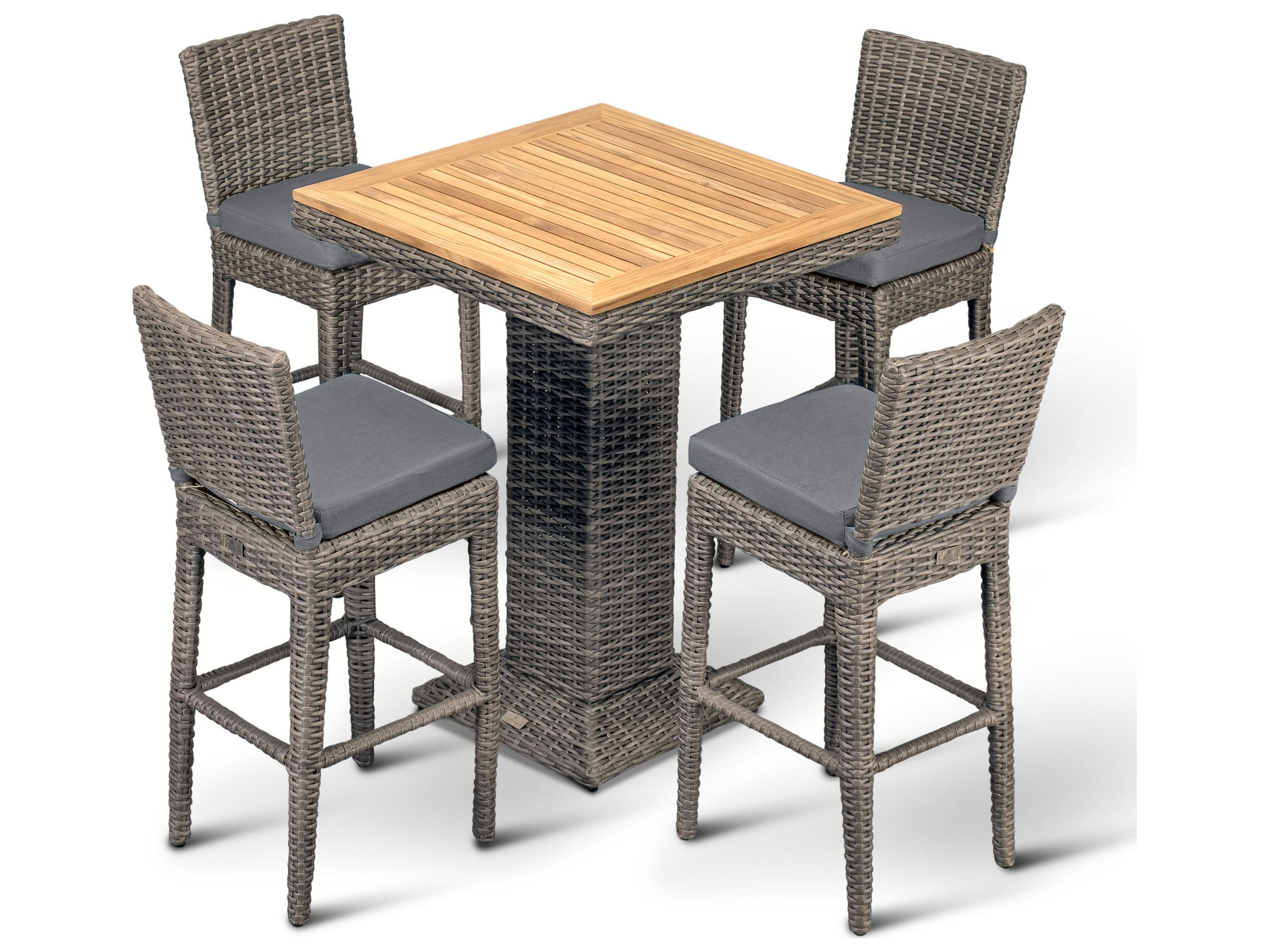 Harmonia Living Viento HDPE Wicker Driftwood 5 Piece Bar Set
