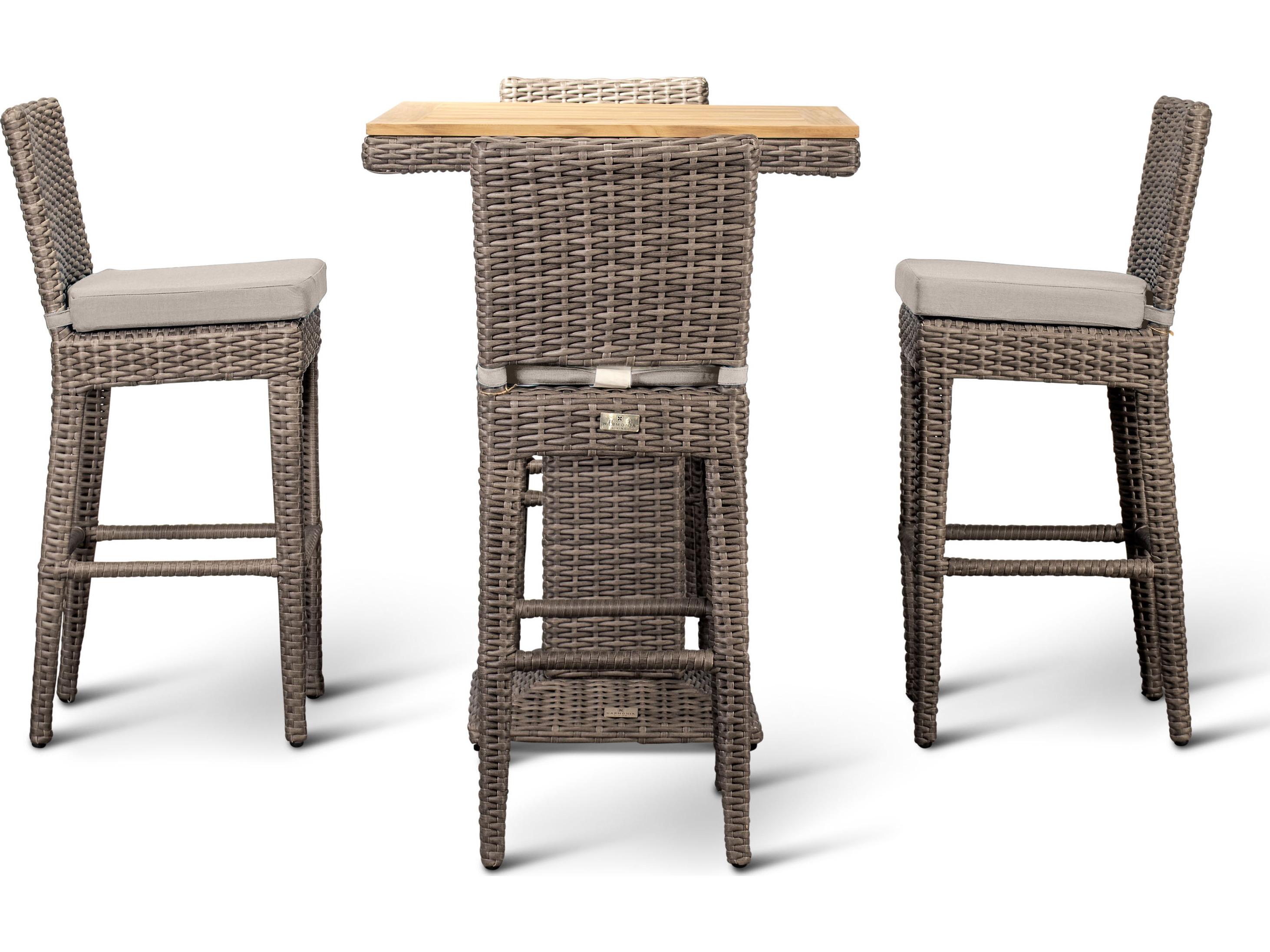 Harmonia Living Viento HDPE Wicker Driftwood 5 Piece Bar Set