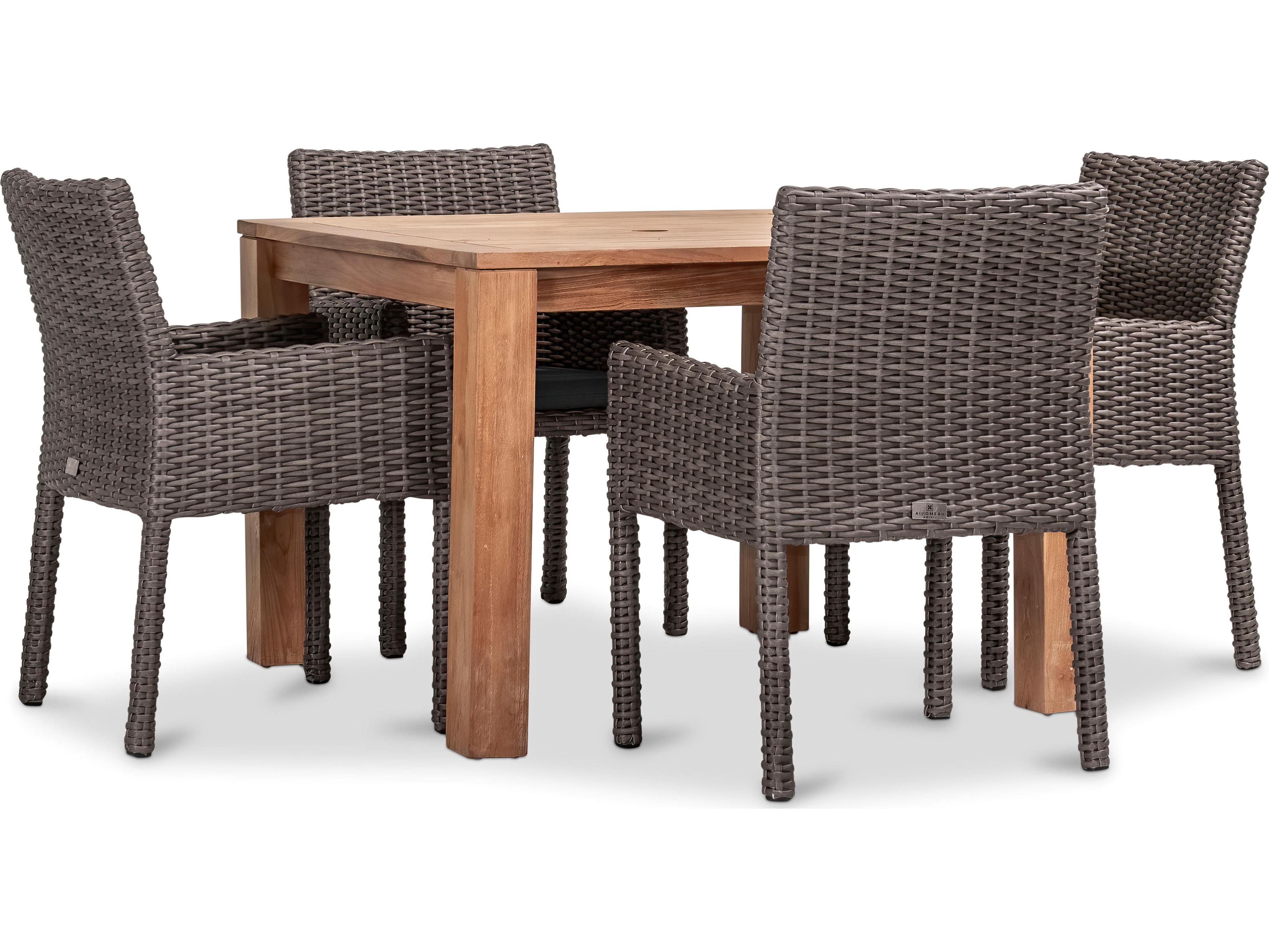 Harmonia Living Viento HDPE Wicker Driftwood 5 Piece Patio Dining Set