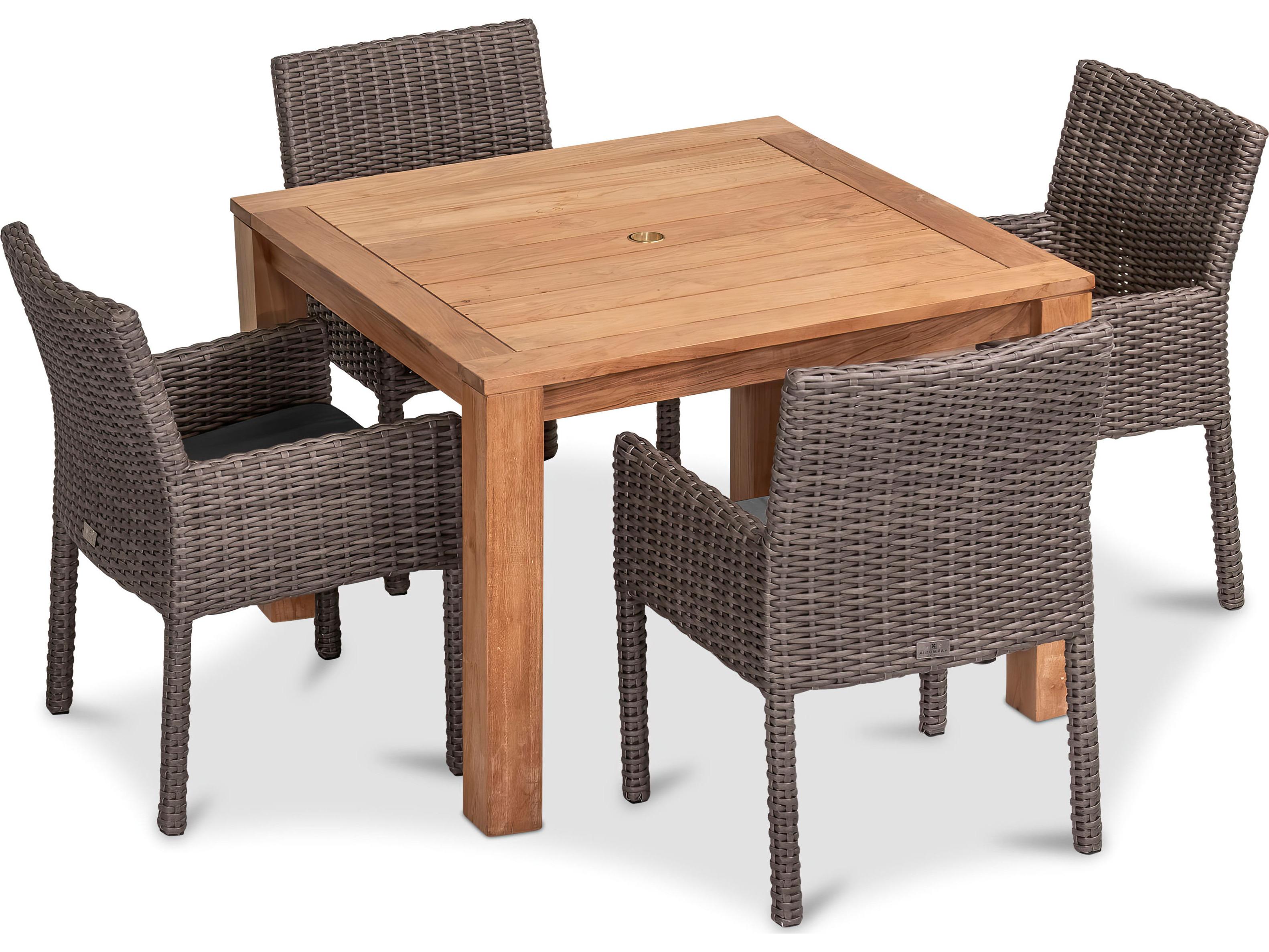Harmonia Living Viento HDPE Wicker Driftwood 5 Piece Patio Dining Set