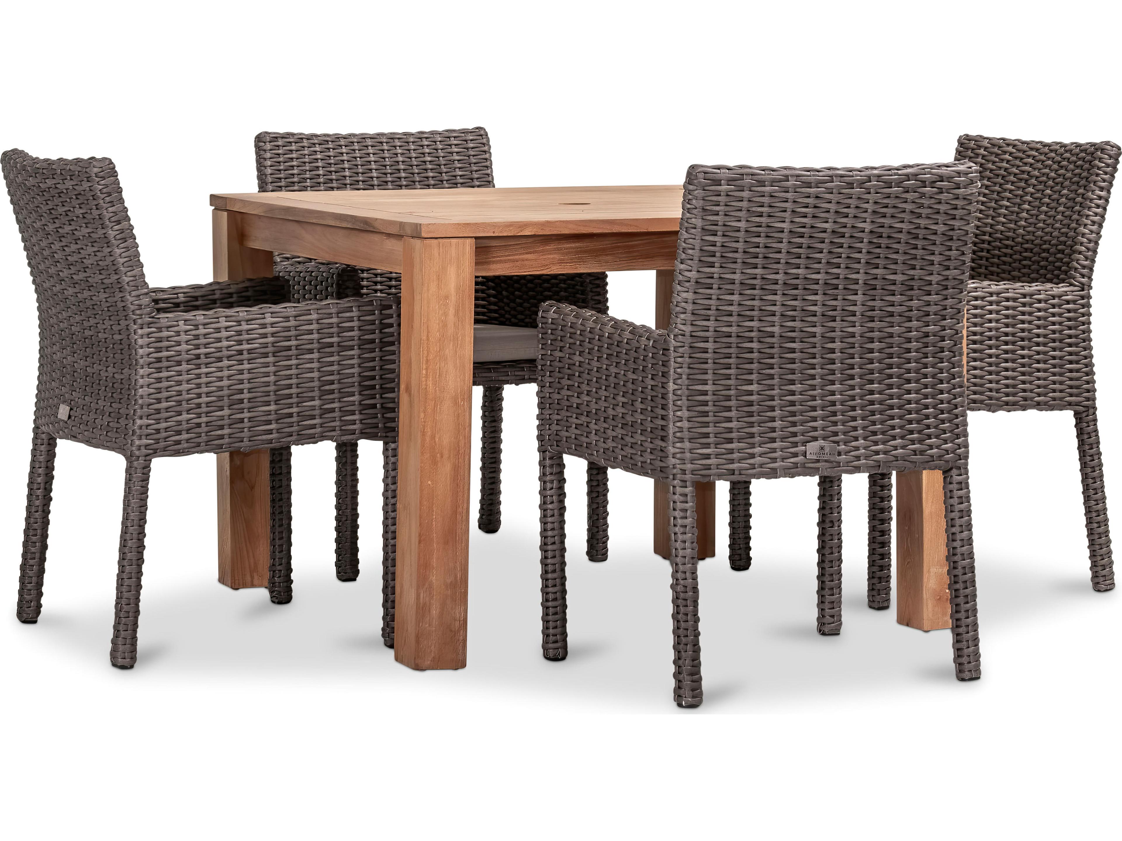 Harmonia Living Viento HDPE Wicker Driftwood 5 Piece Patio Dining Set