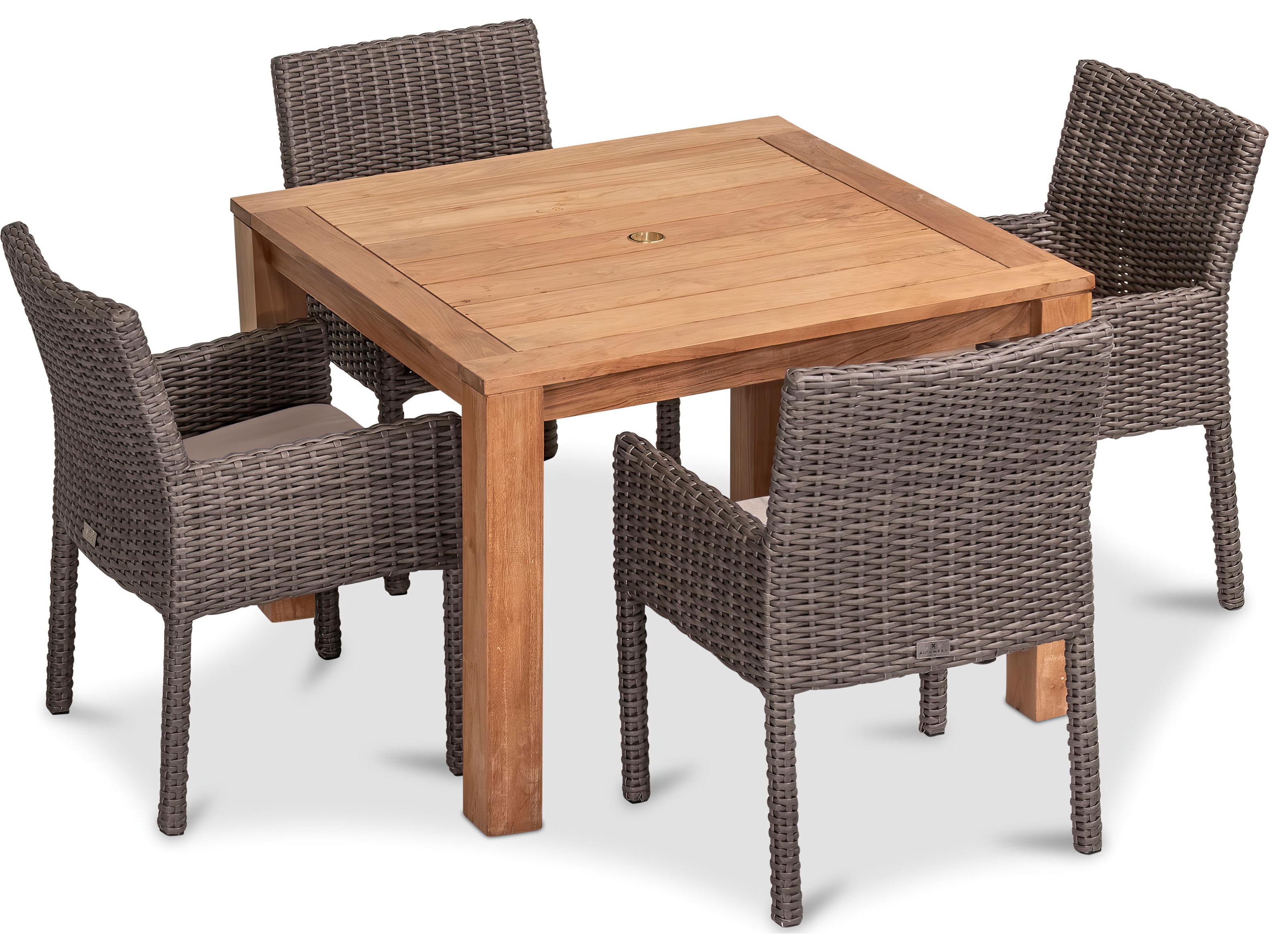 Harmonia Living Viento HDPE Wicker Driftwood 5 Piece Patio Dining Set