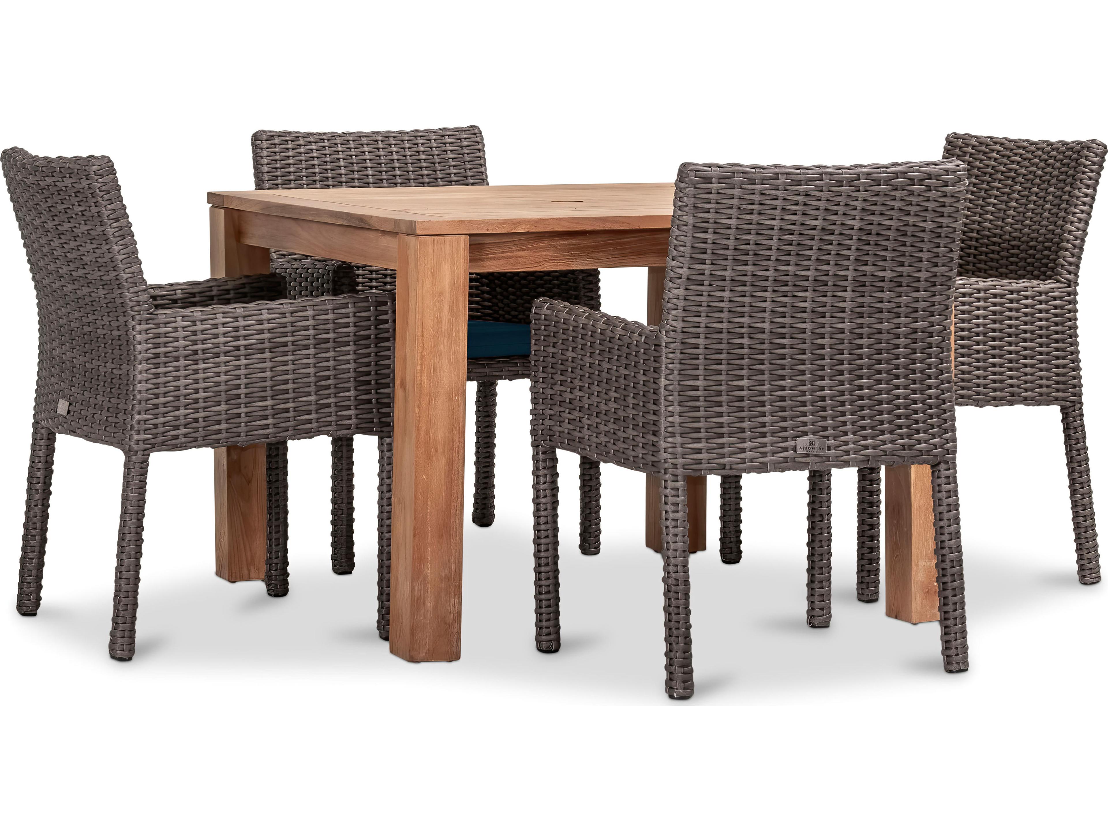 Harmonia Living Viento HDPE Wicker Driftwood 5 Piece Patio Dining Set