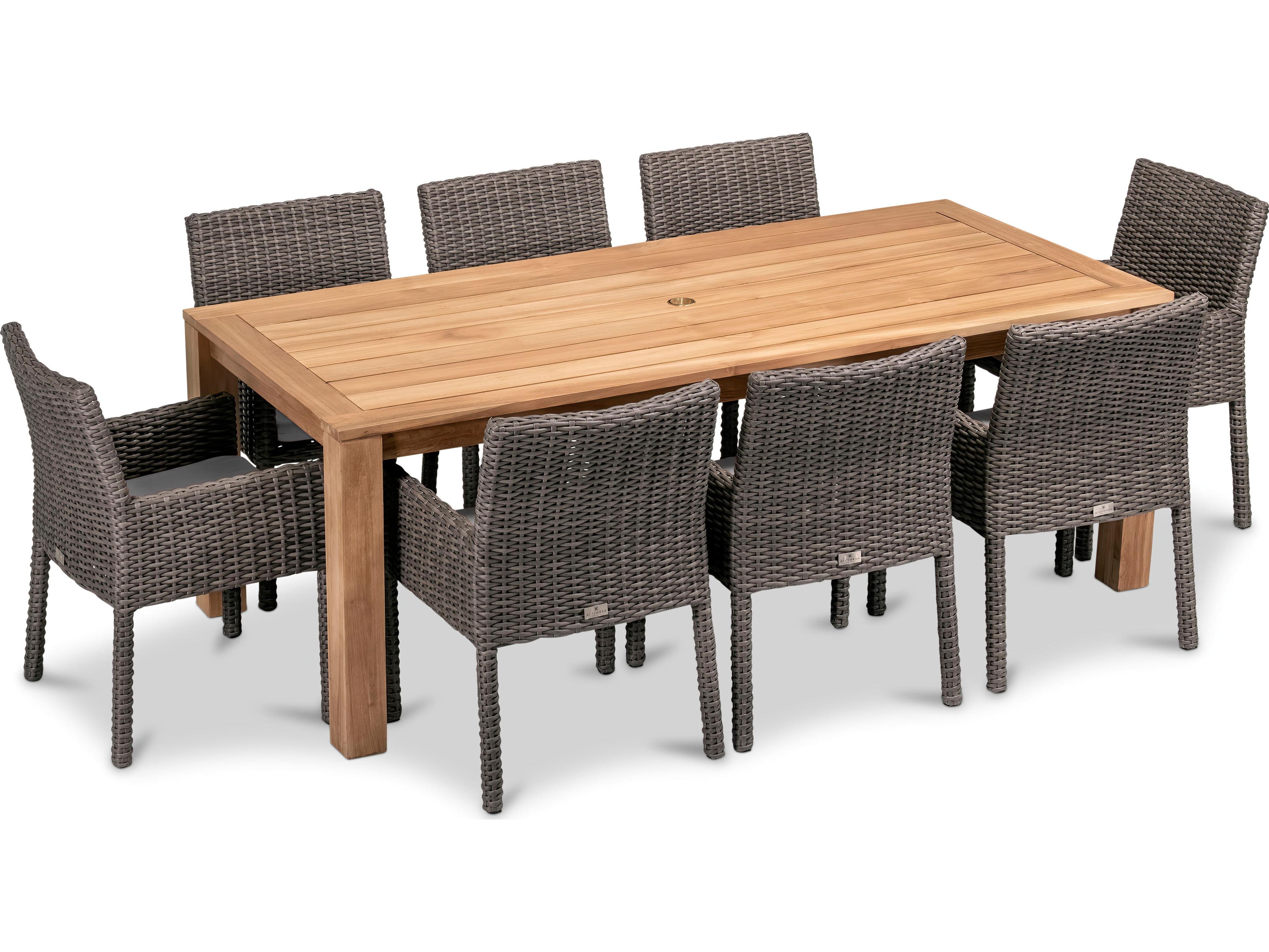 Harmonia Living Viento HDPE Wicker Driftwood 9 Piece Outdoor Dining Set