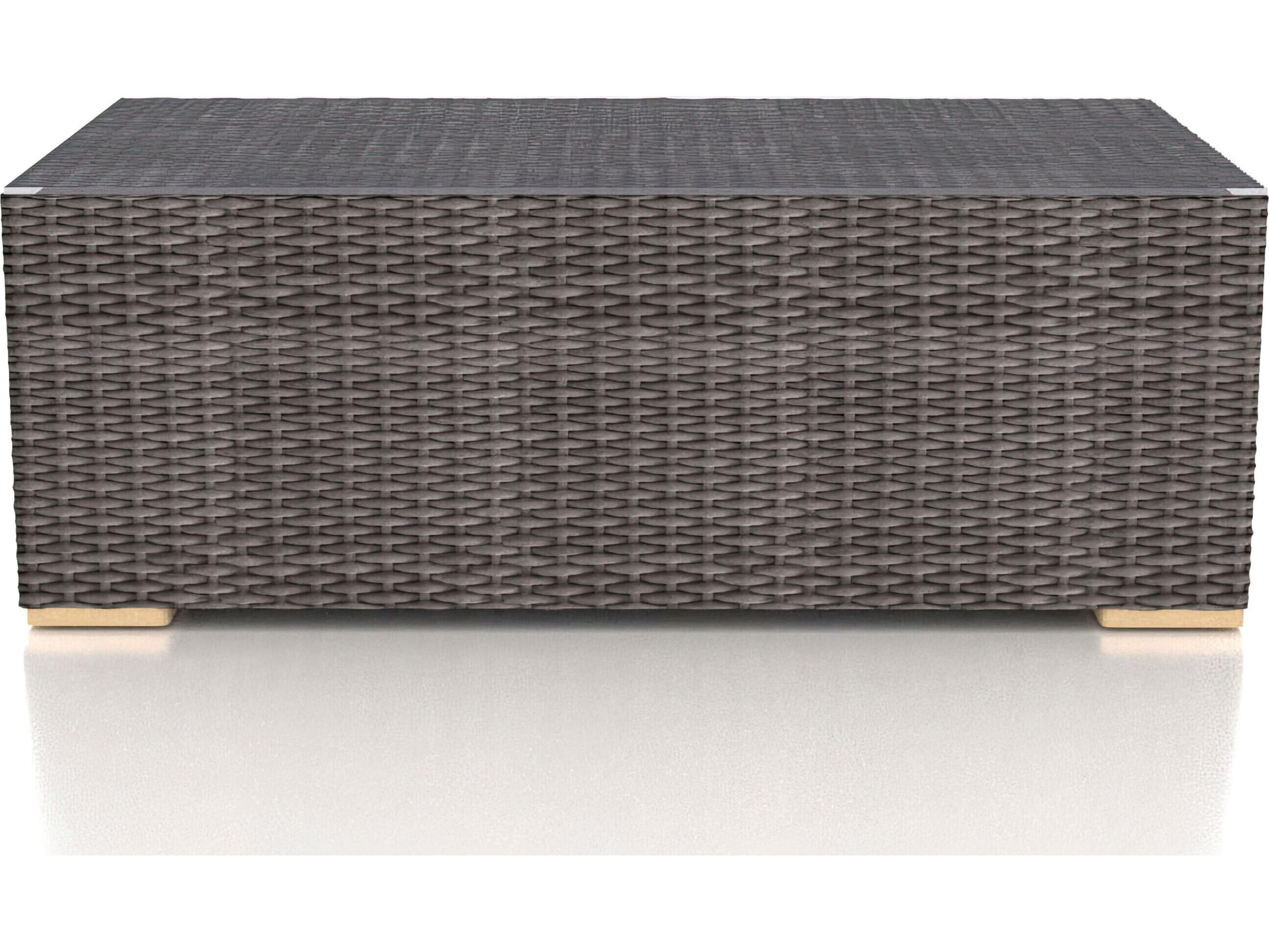 Harmonia Living Viento Wicker Rectangular Glass Top Coffee table