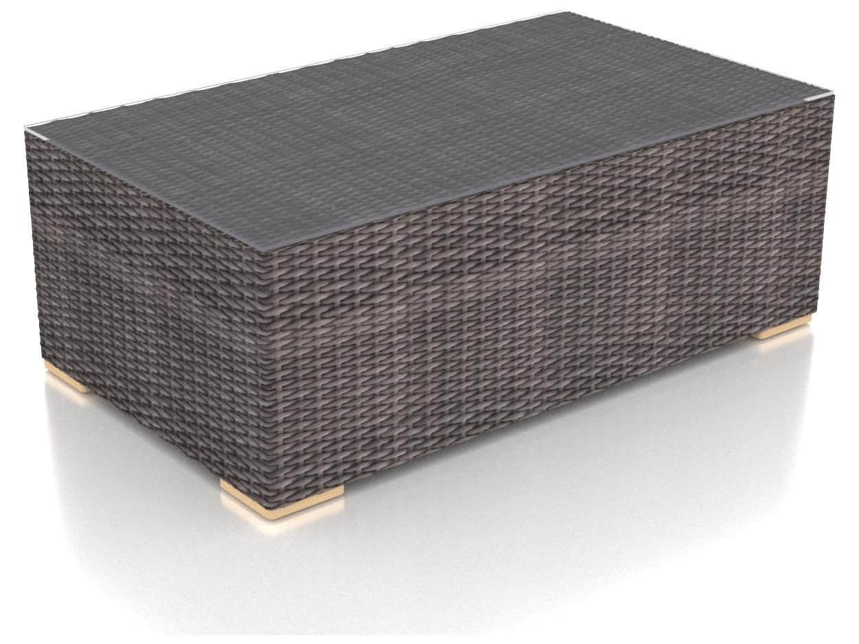 Harmonia Living Viento Wicker Rectangular Glass Top Coffee table