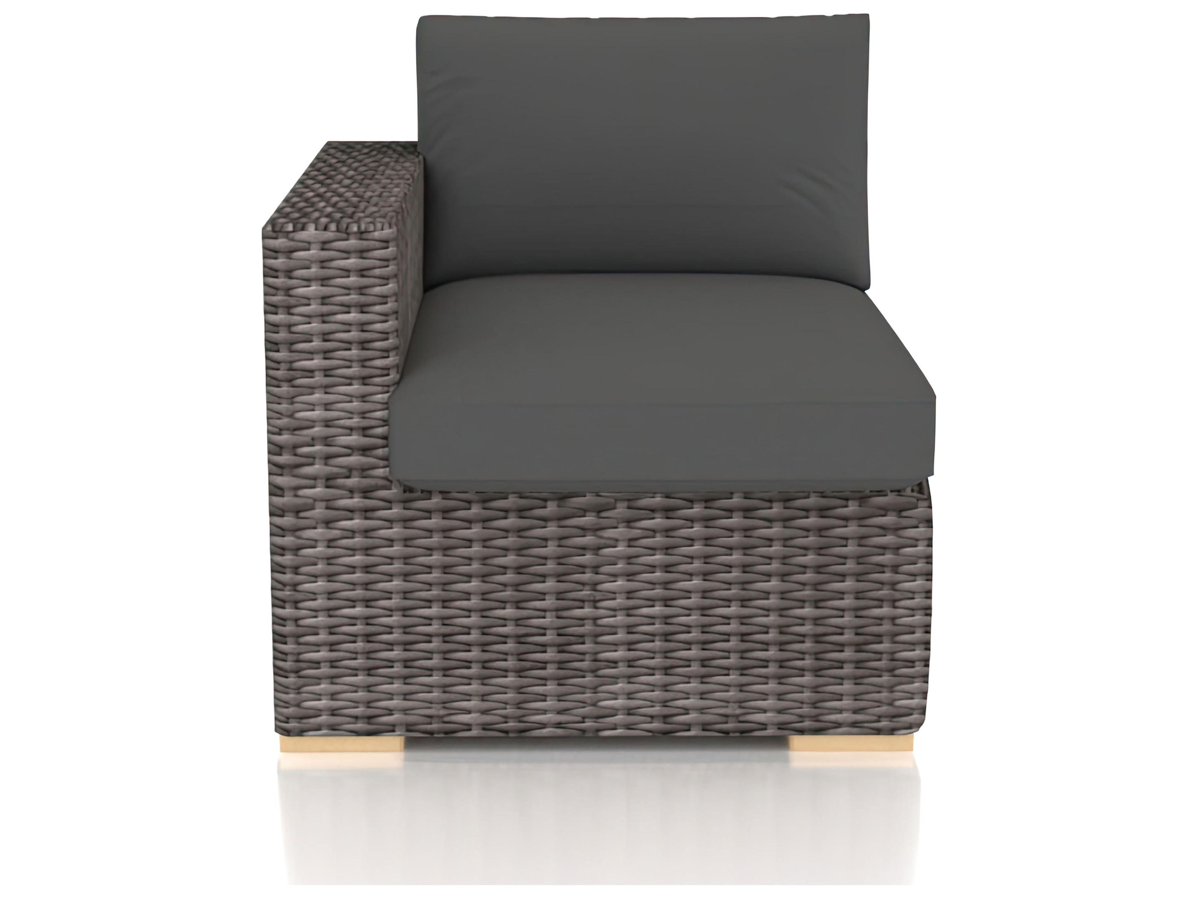 Harmonia Living Viento Wicker Left Arm Section Outdoor Patio Lounge Chair