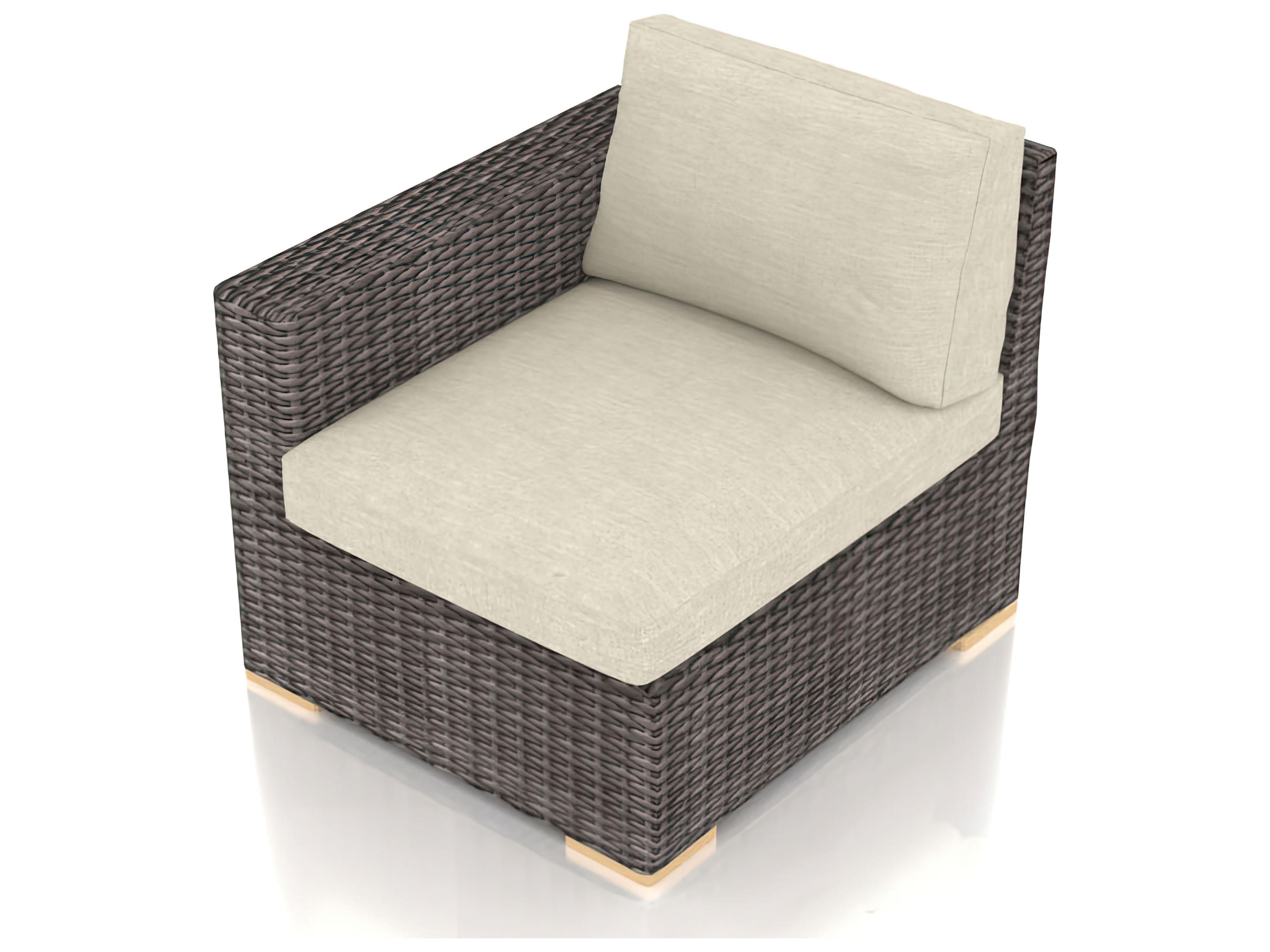Harmonia Living Viento Wicker Left Arm Section Outdoor Patio Lounge Chair