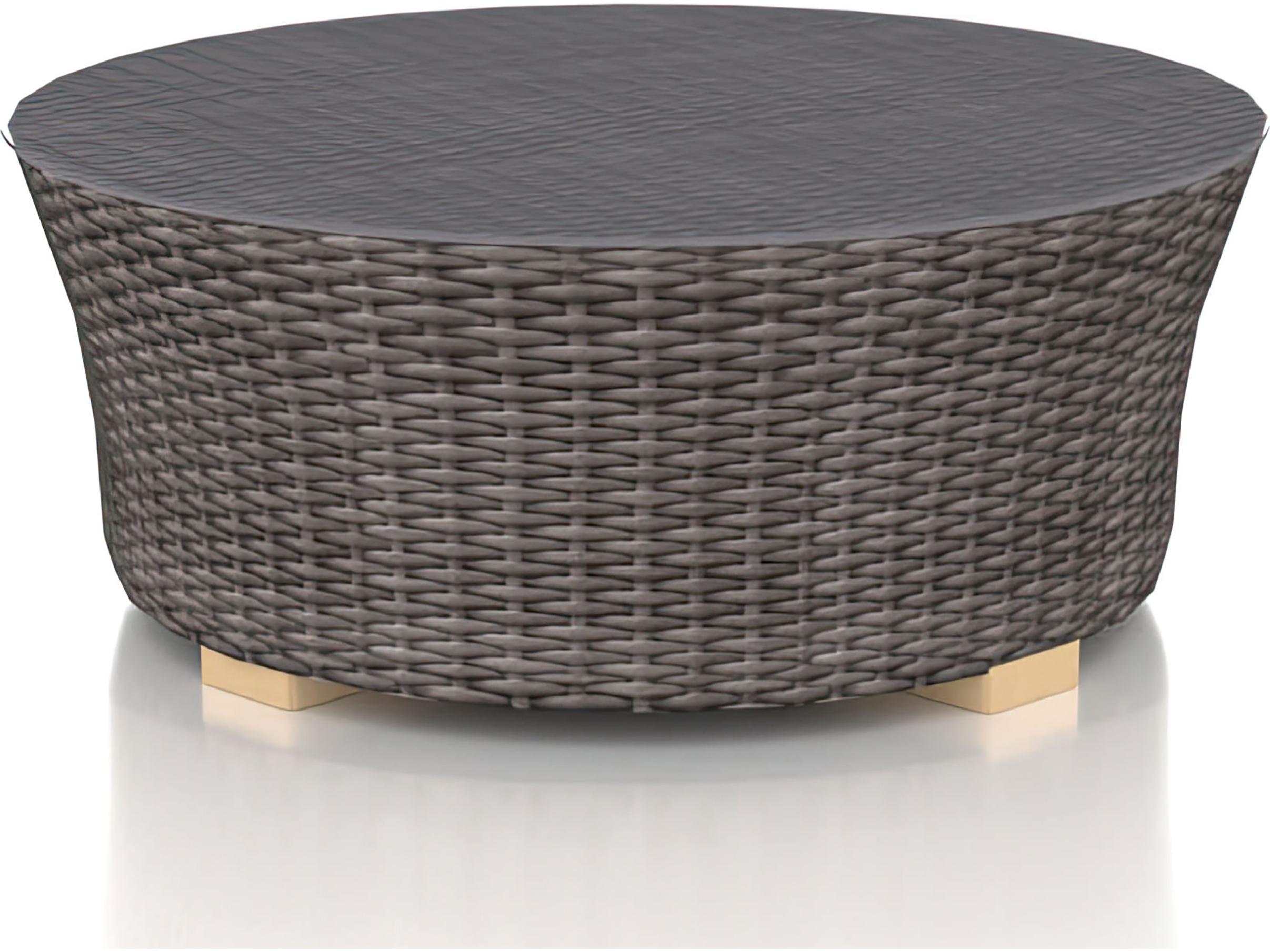 Harmonia Living Viento Wicker Round Glass Top Coffee table