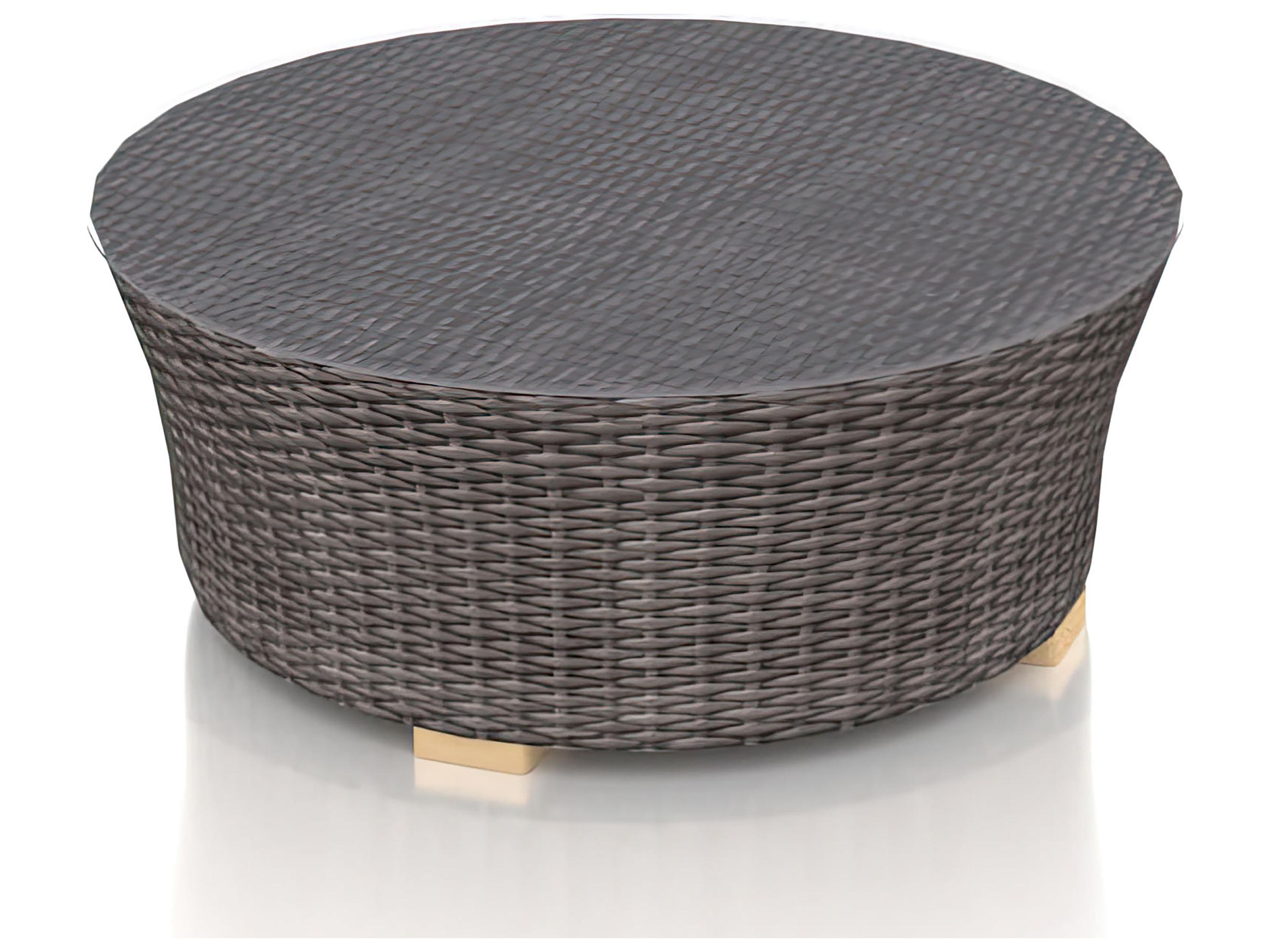 Harmonia Living Viento Wicker Round Glass Top Coffee table