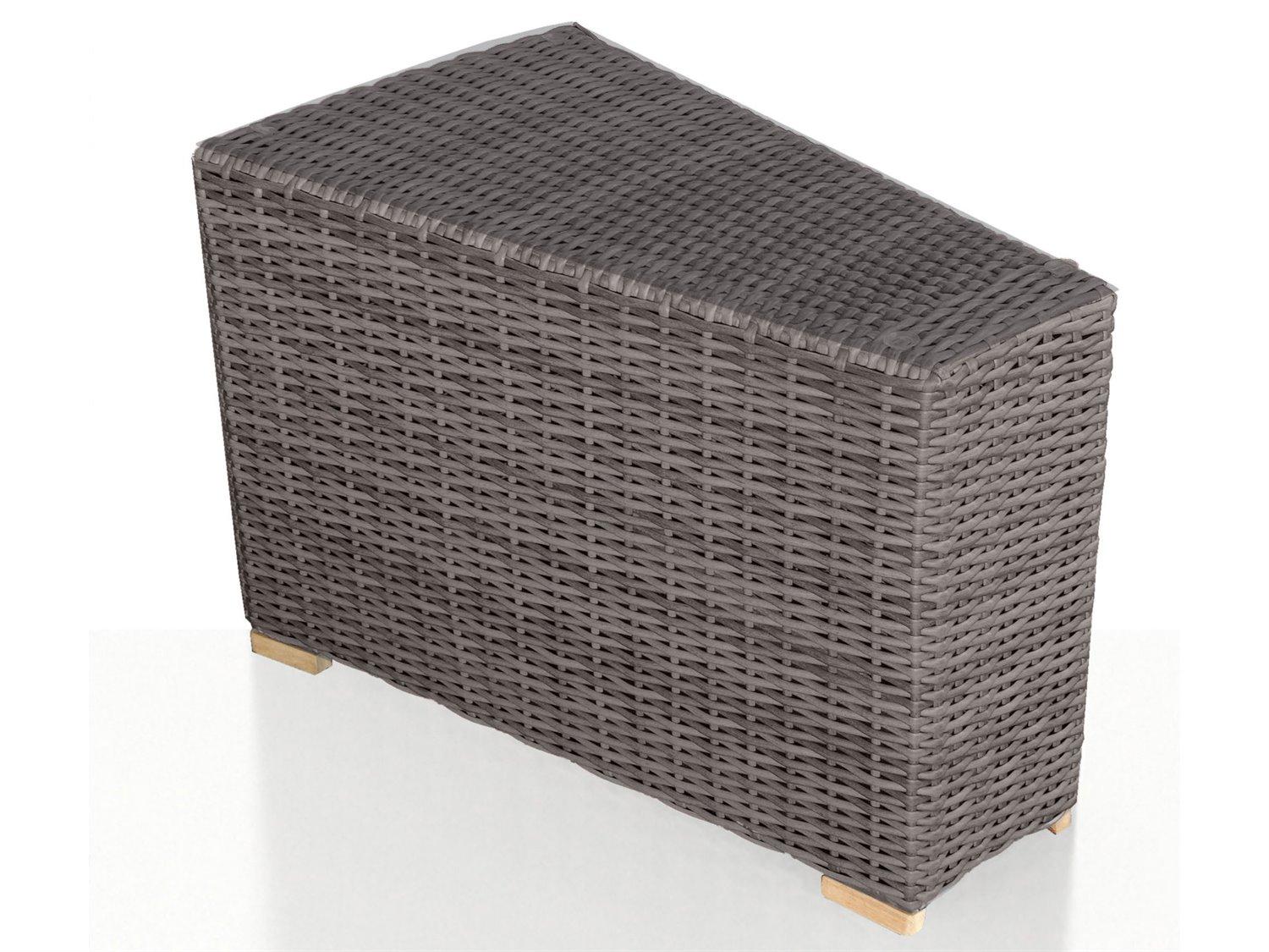 Harmonia Living Viento Wicker Rectangular Glass Top Wedge End table