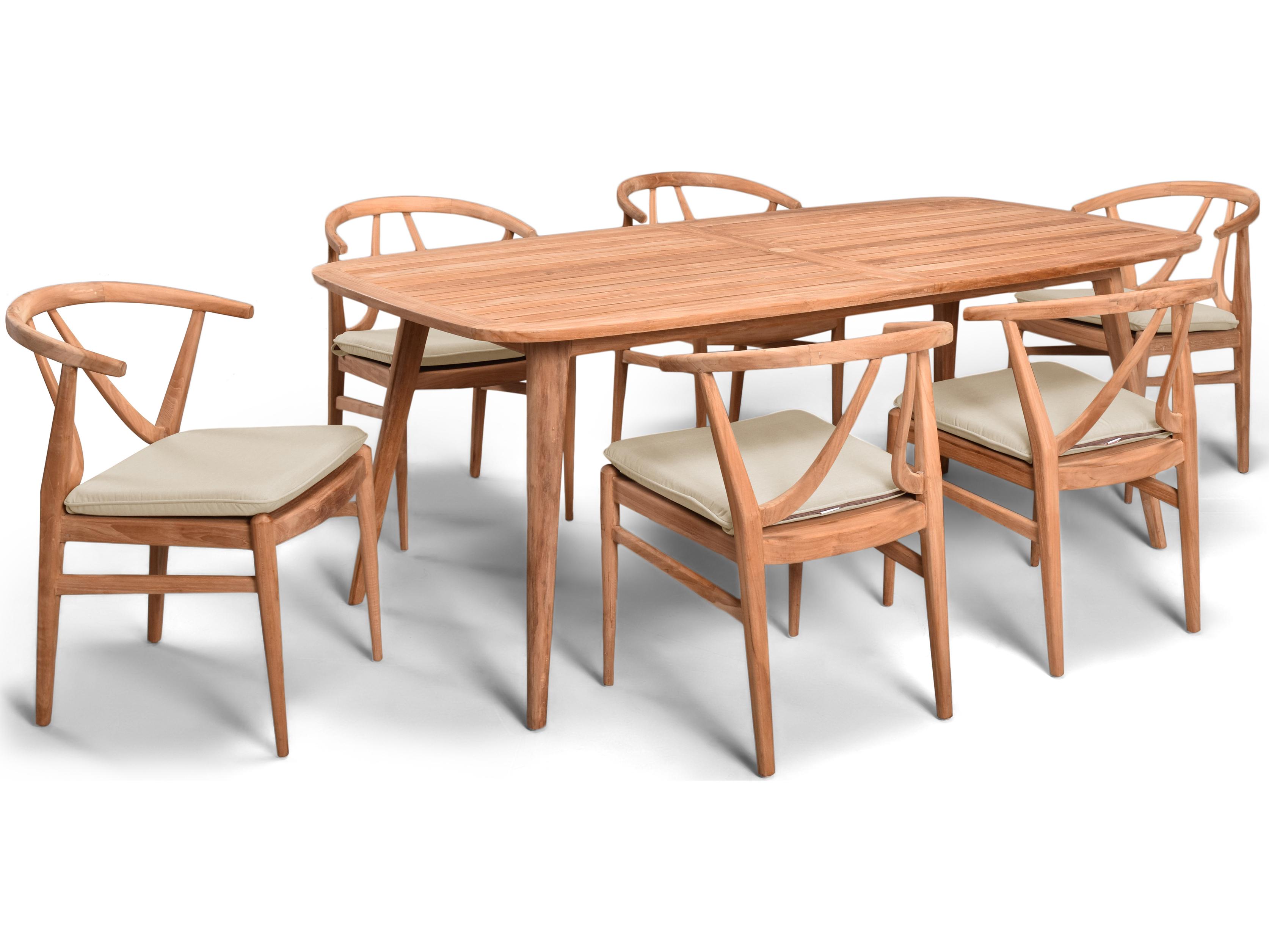 Harmonia Living Holland Teak 7 Piece Outdoor Patio Dining Set