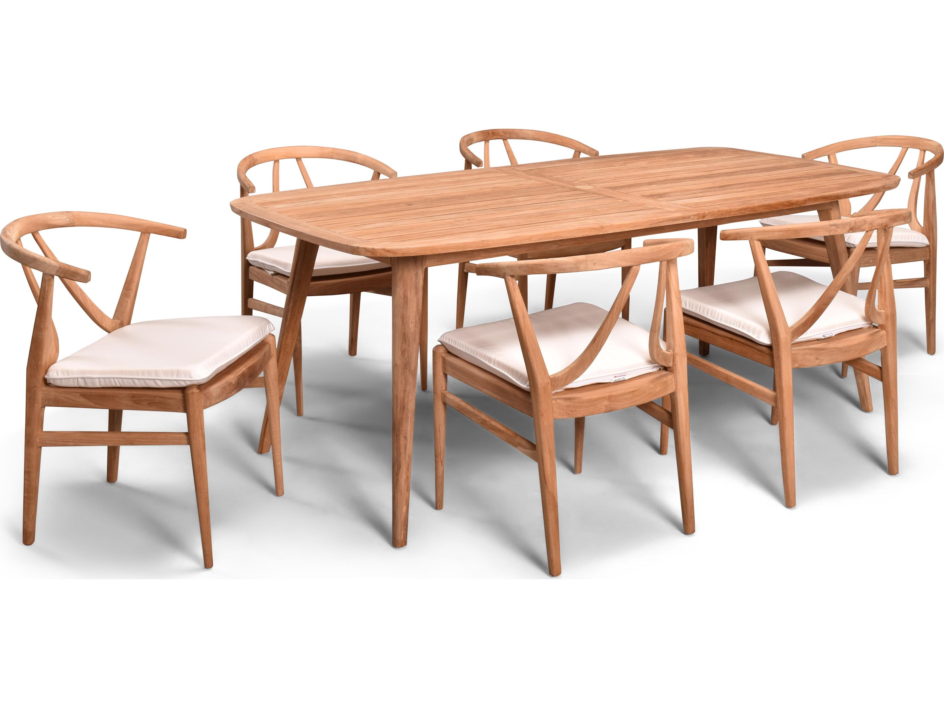 Harmonia Living Holland Teak 7 Piece Outdoor Patio Dining Set