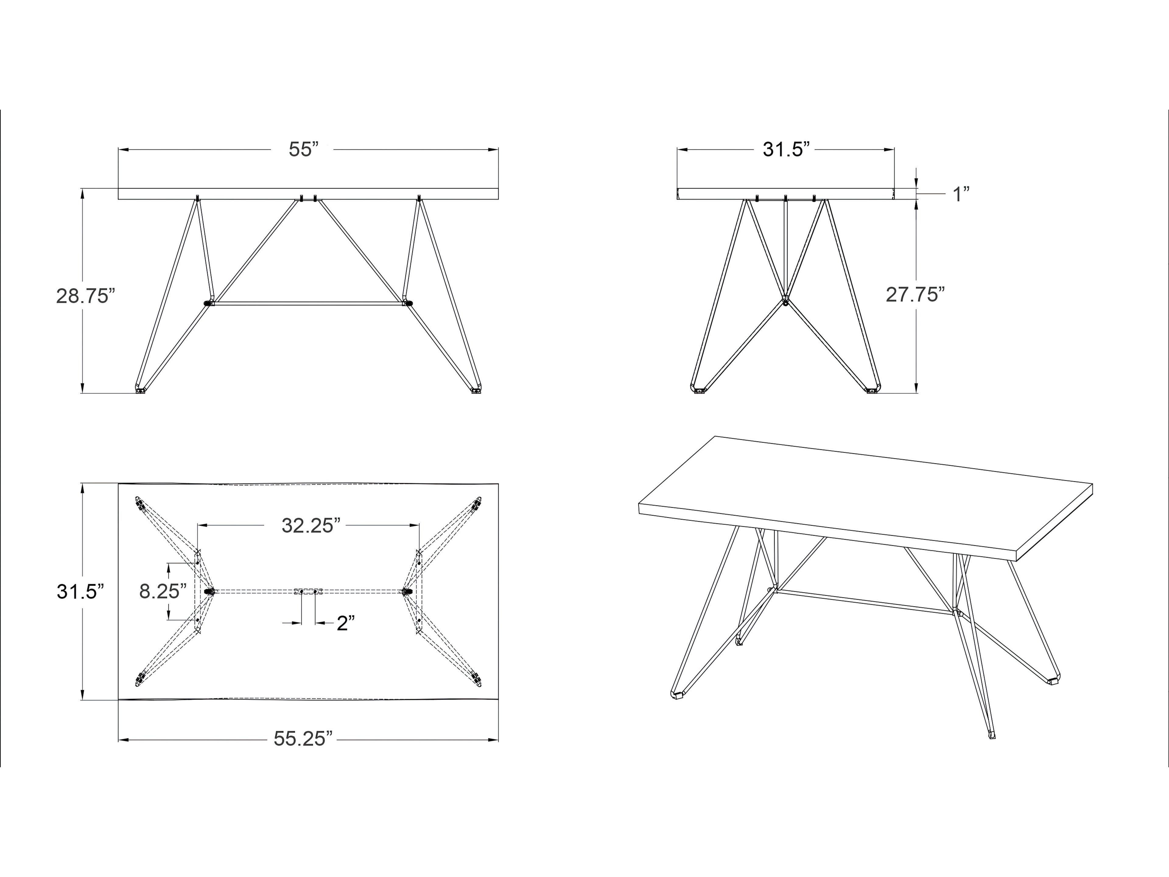 Harmonia Living Hairpin Steel Rectangular Dining table