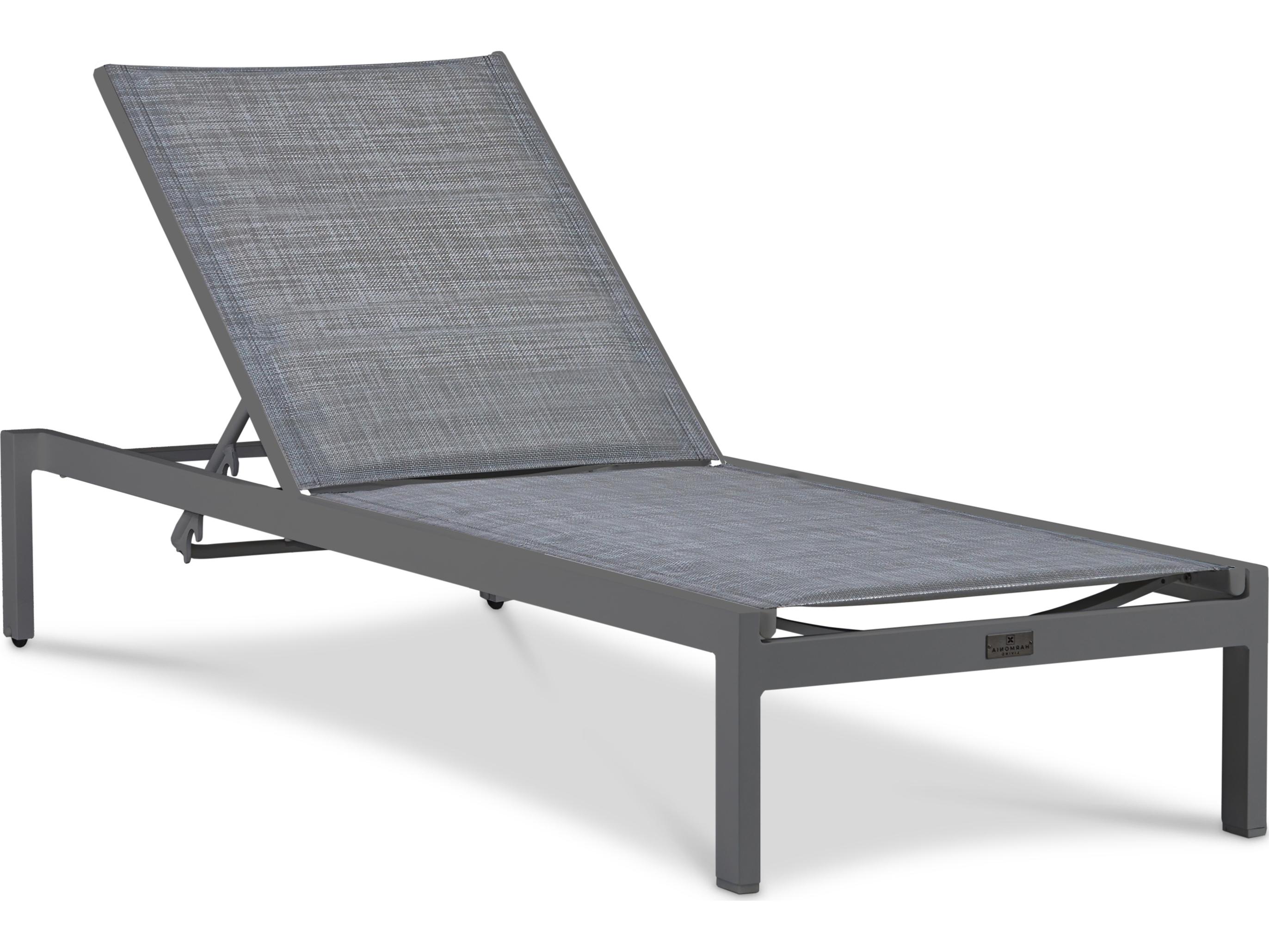 Harmonia Living Lift Aluminum Sling Stackable Reclining Outdoor Patio Chaise Lounge Set of 2