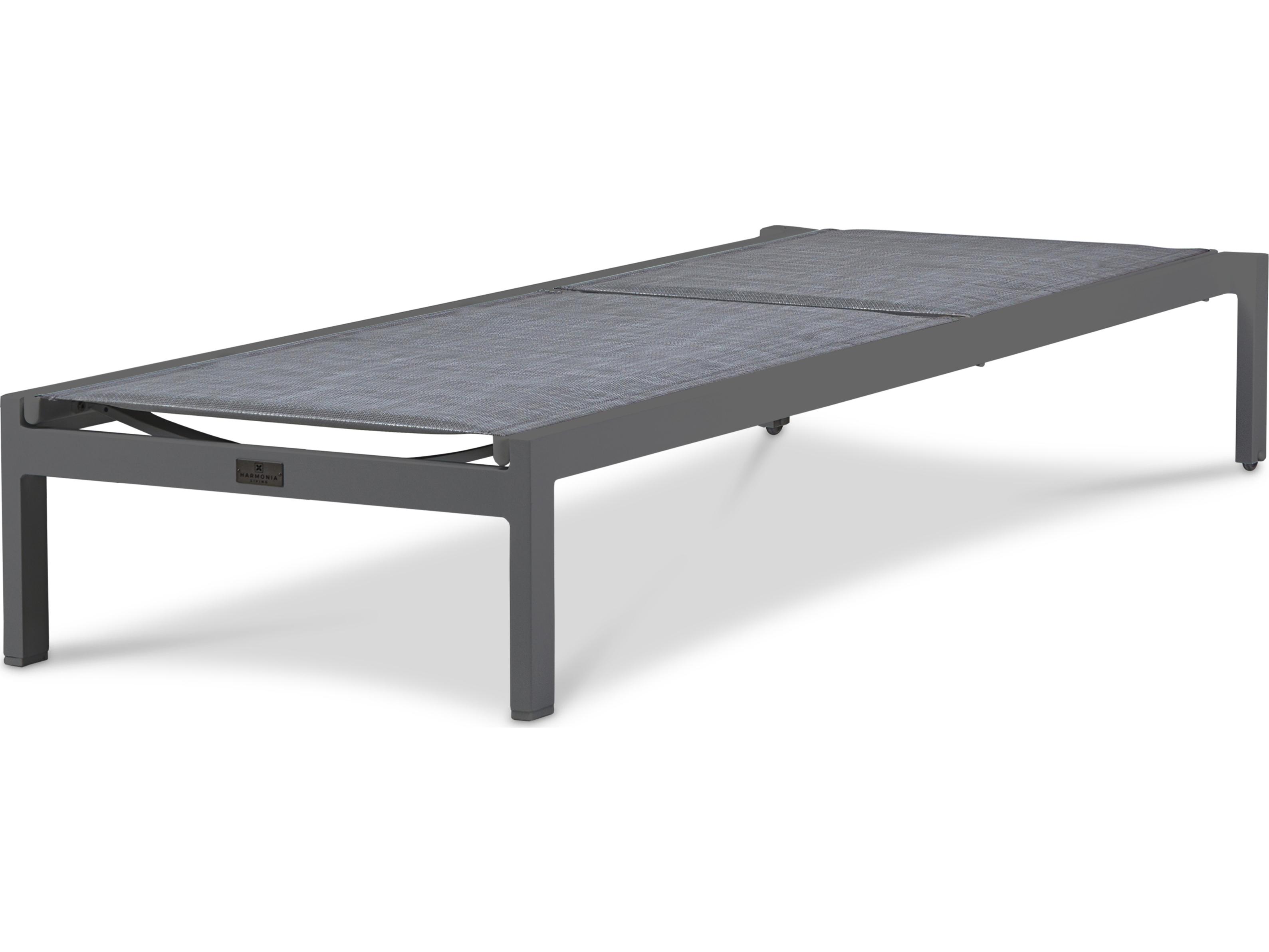 Harmonia Living Lift Aluminum Sling Stackable Reclining Outdoor Patio Chaise Lounge Set of 2