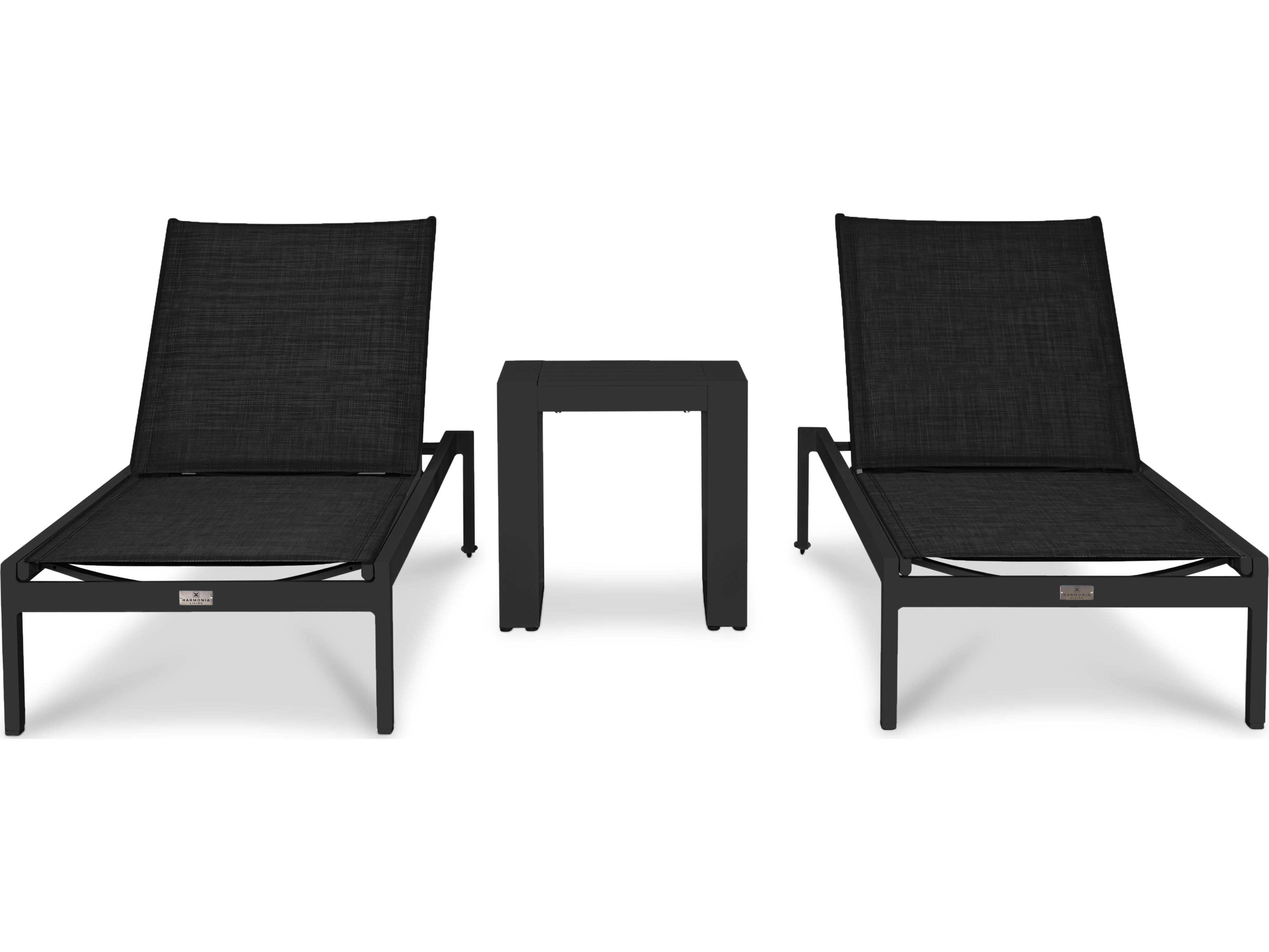 Harmonia Living Lift Aluminum Sling 3 Piece Chaise Outdoor Lounge Set