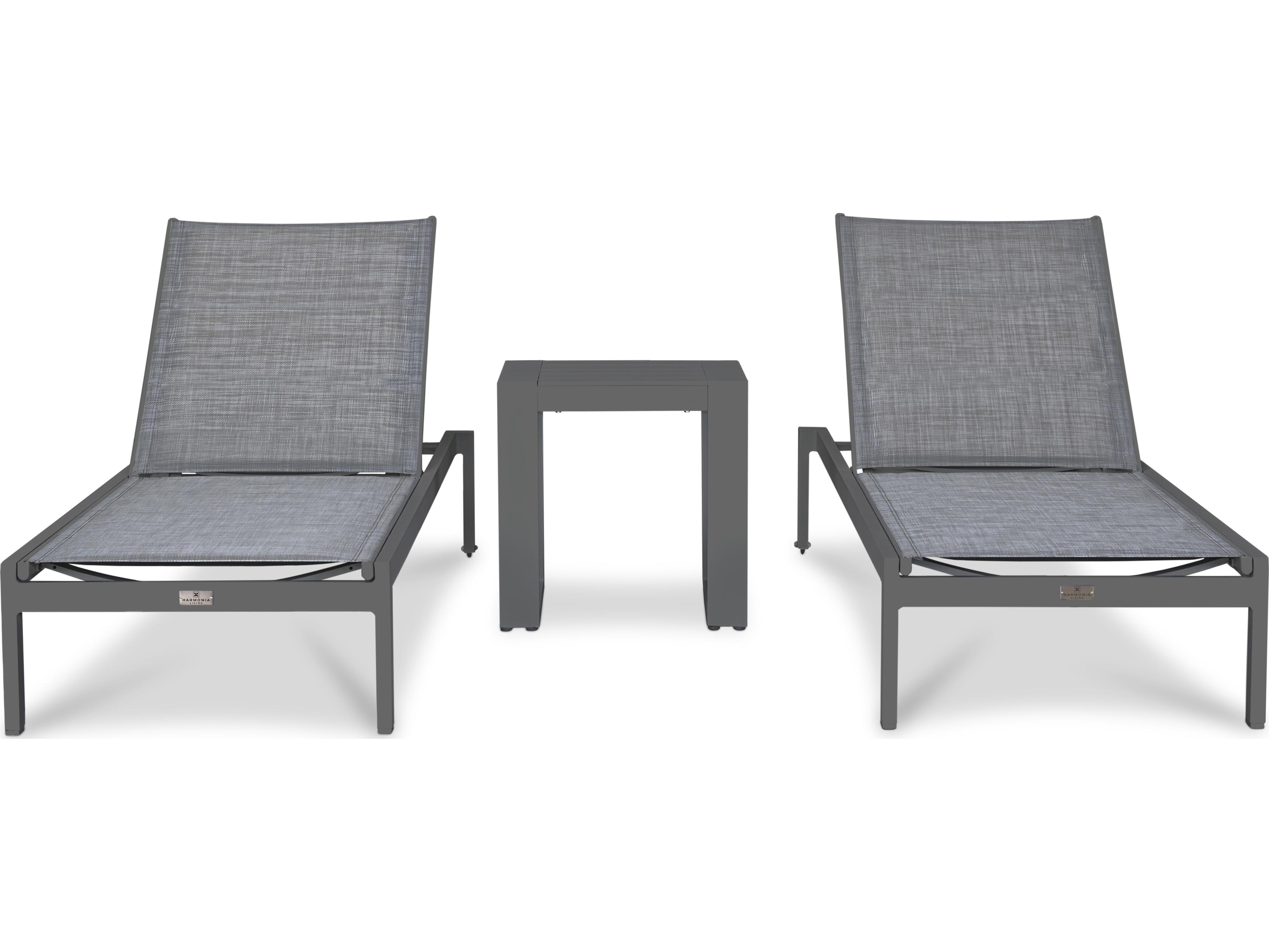 Harmonia Living Lift Aluminum Sling 3 Piece Chaise Outdoor Lounge Set