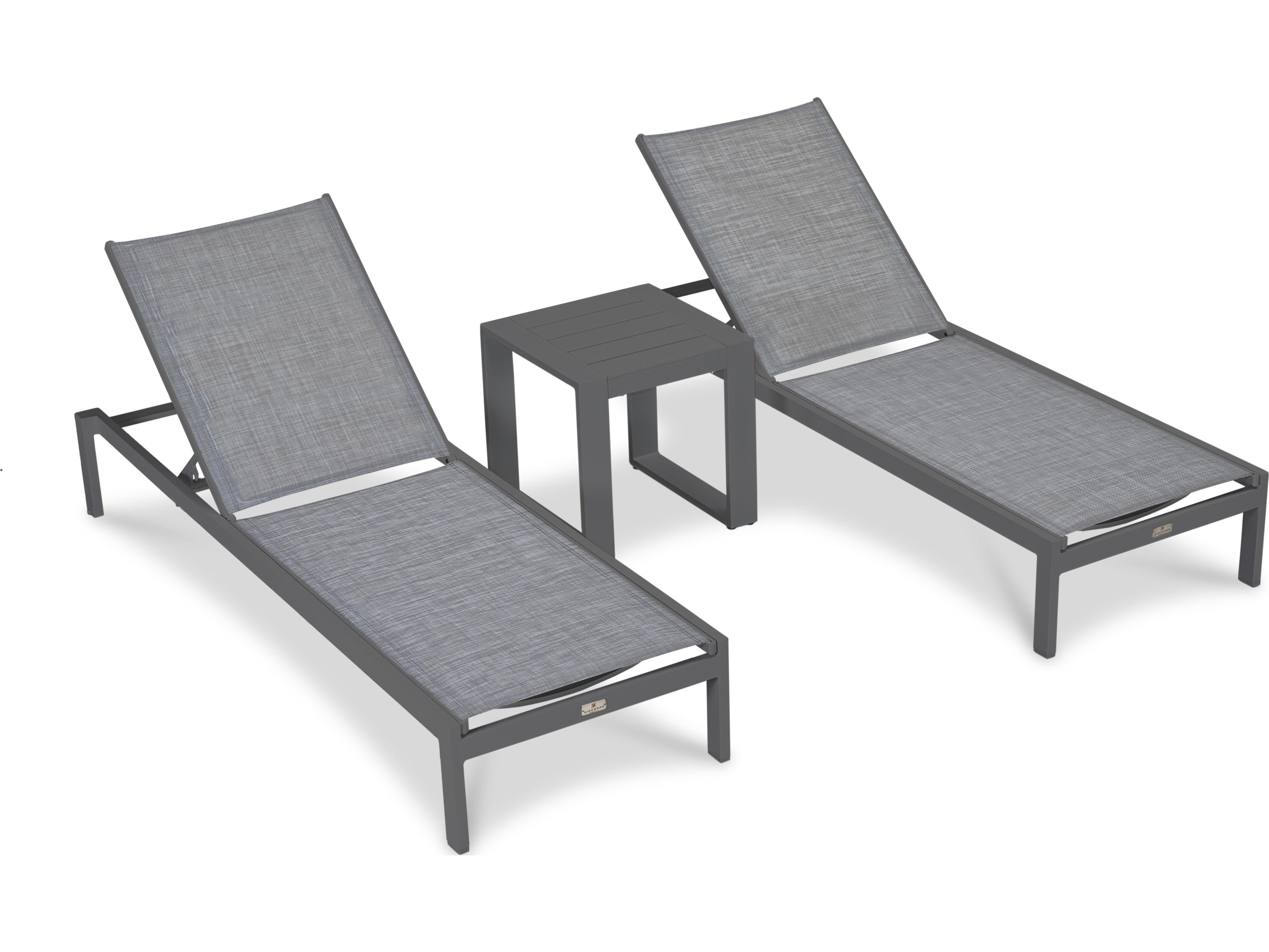 Harmonia Living Lift Aluminum Sling 3 Piece Chaise Outdoor Lounge Set
