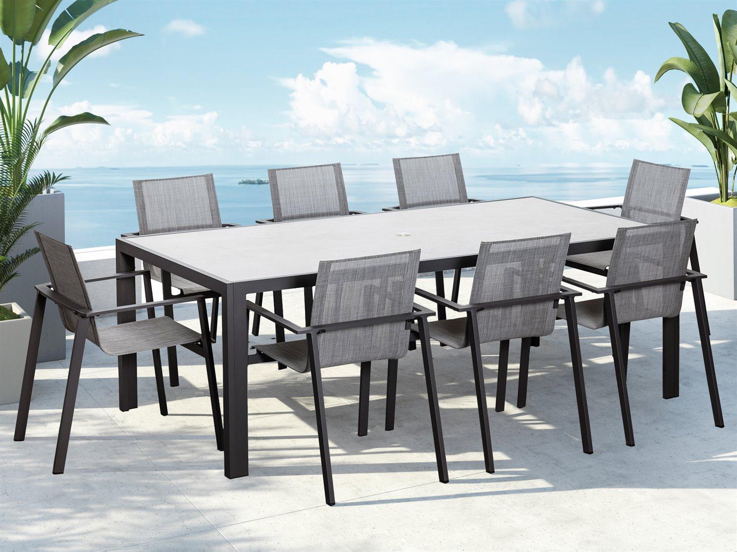 Harmonia Living Lift Aluminum Sling 9 Piece Outdoor Patio Dining Set