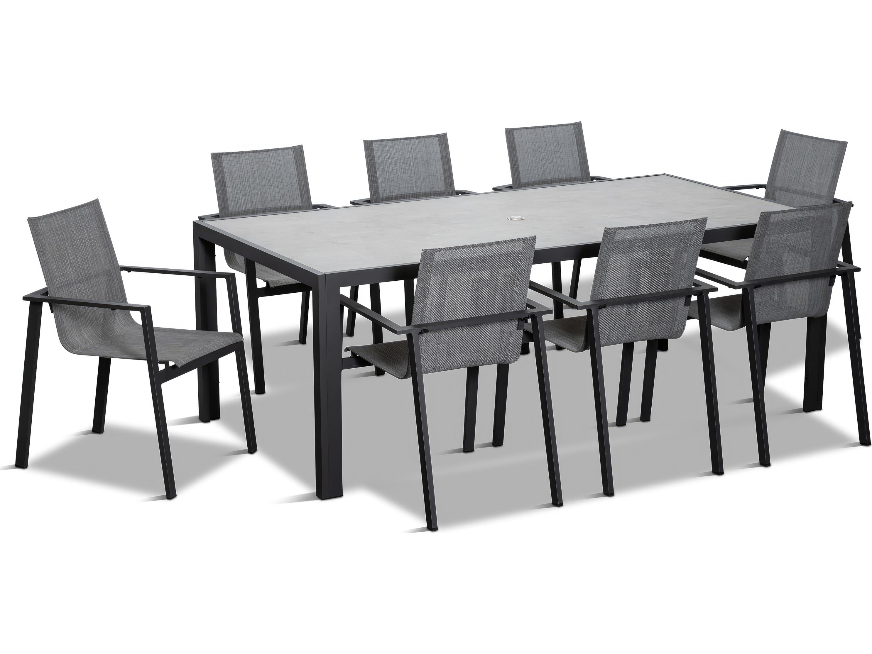 Harmonia Living Lift Aluminum Sling 9 Piece Outdoor Patio Dining Set