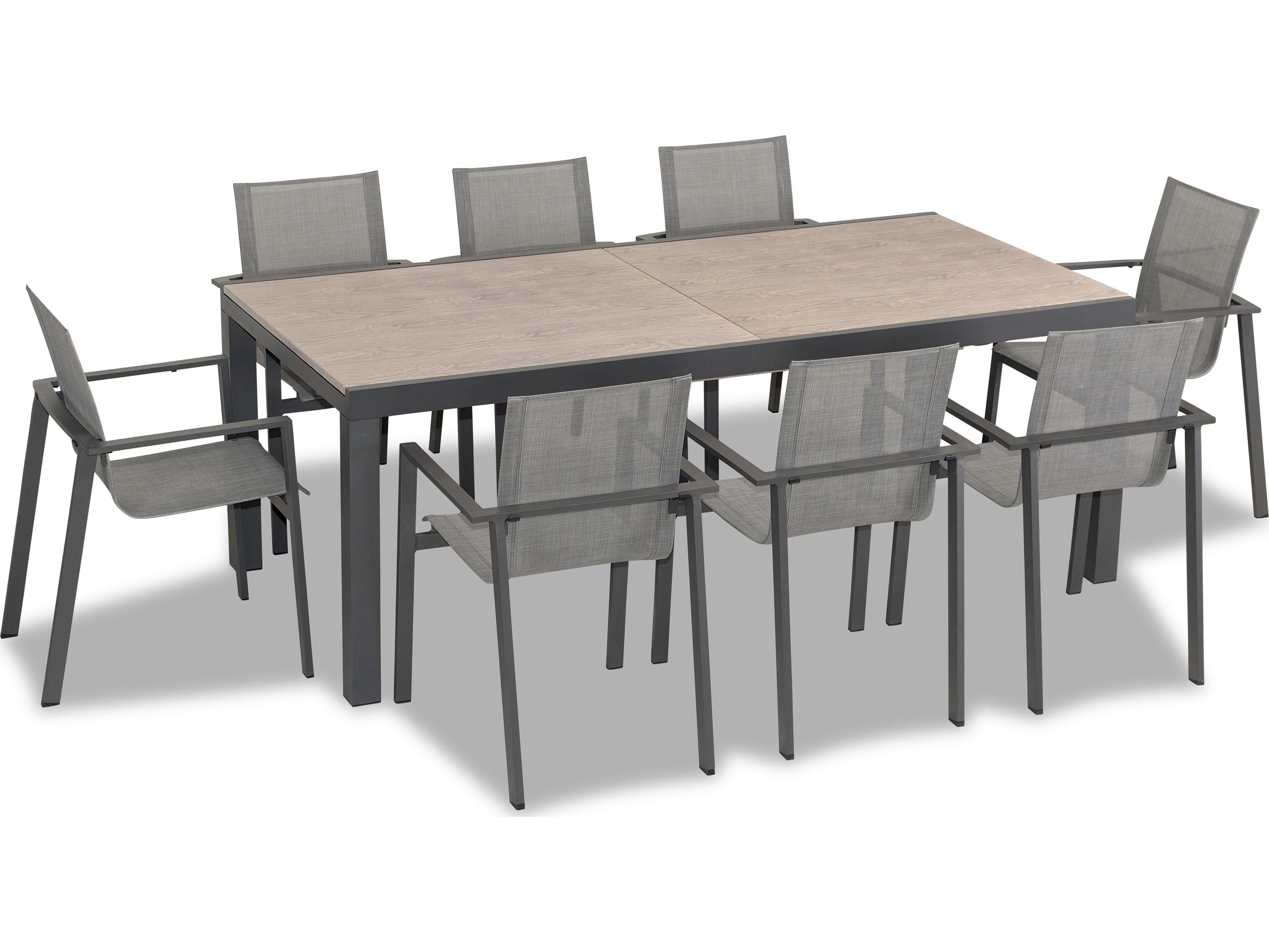 Harmonia Living Lift Aluminum Sling 9 Piece Extendable Patio Dining Set