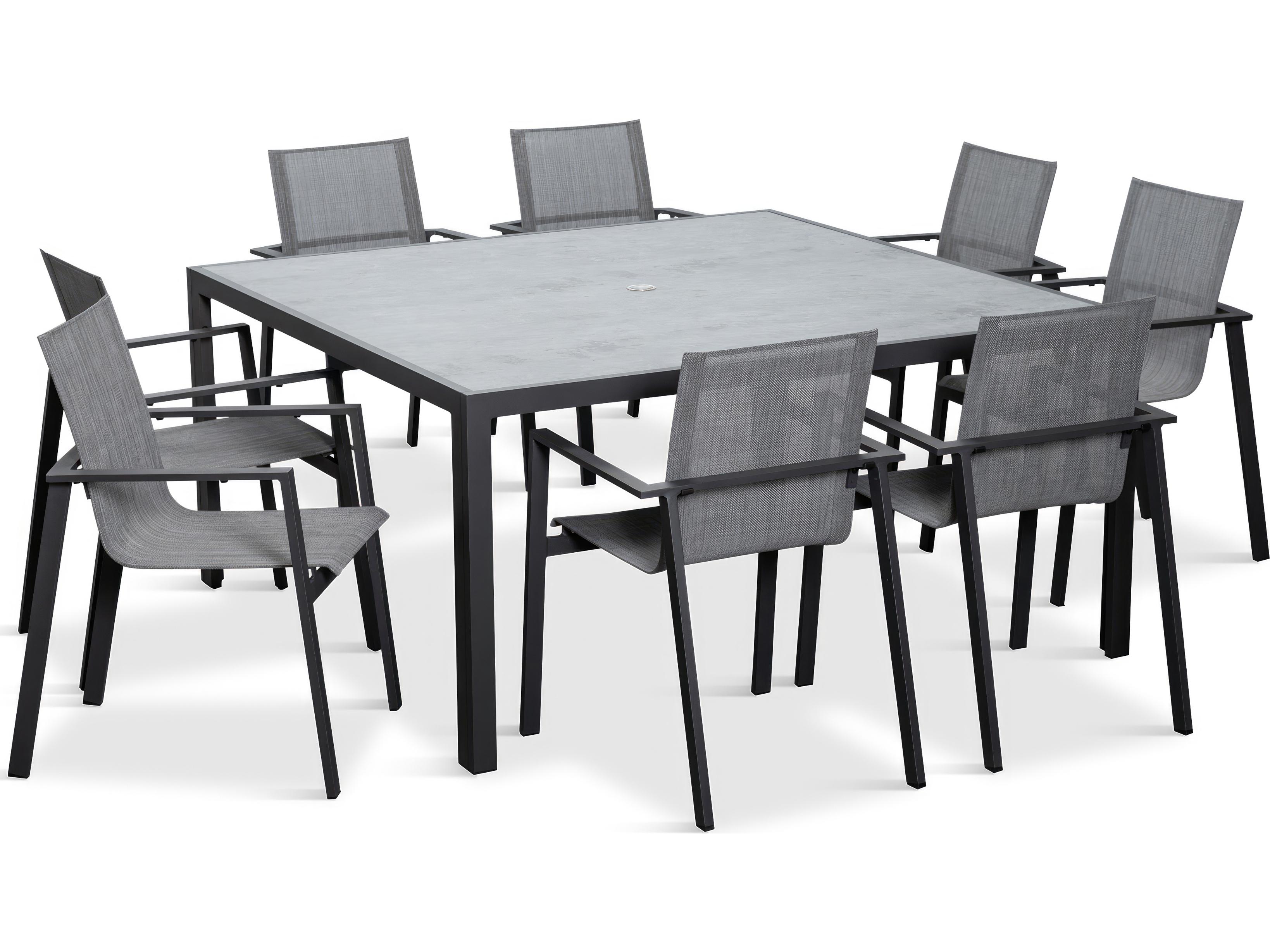 Harmonia Living Lift Aluminum Sling 9 Piece Outdoor Dining Set