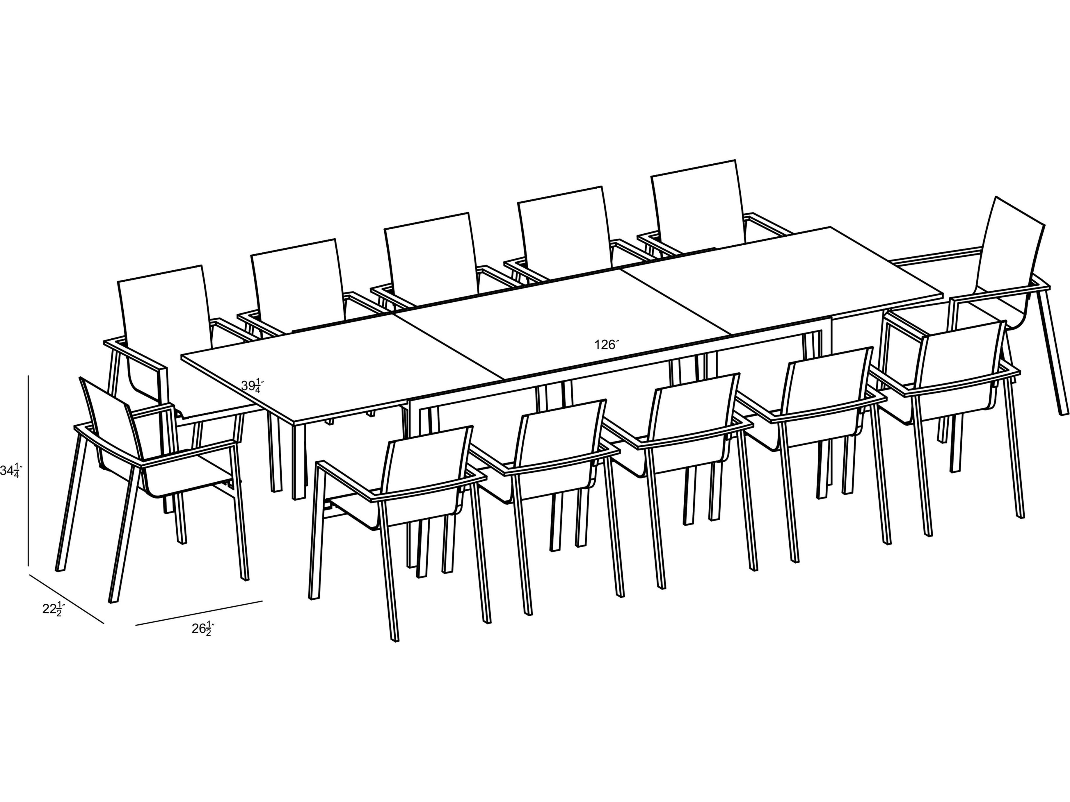 Harmonia Living Lift Aluminum Sling 13 Piece Extendable Outdoor Patio Dining Set