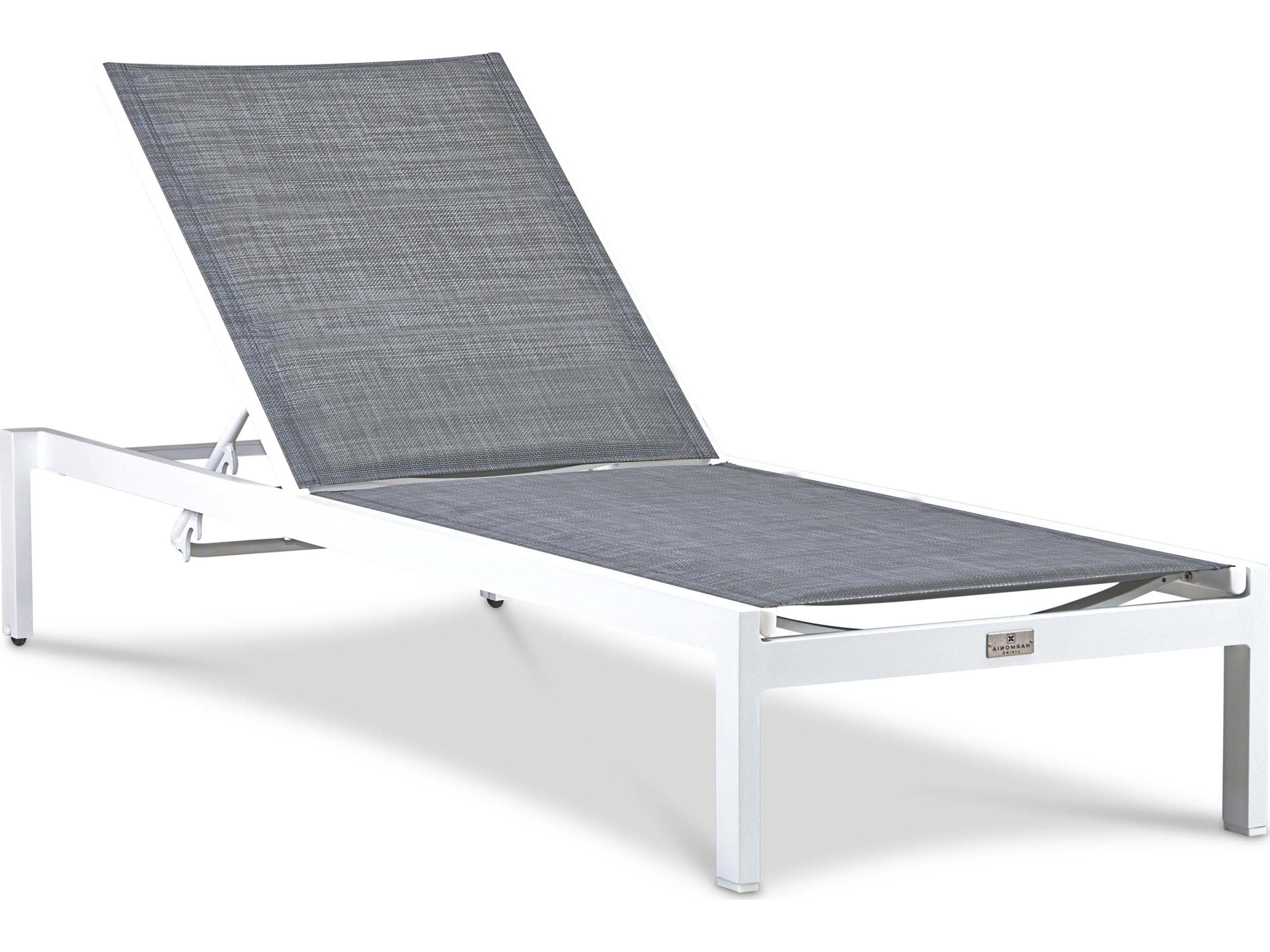 Harmonia Living Lift Aluminum Sling Stackable Reclining Patio Chaise Lounge Set of 2