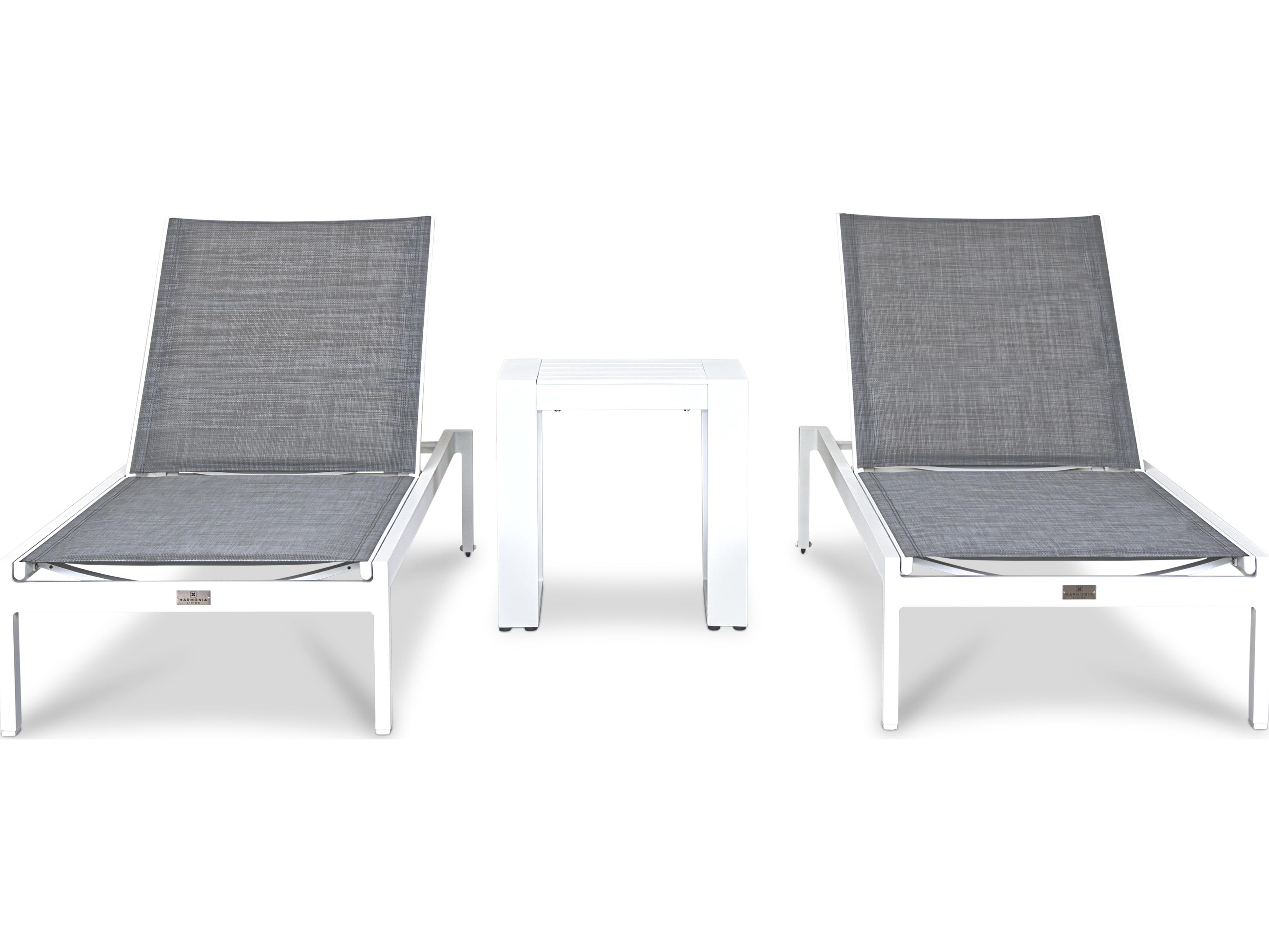 Harmonia Living Lift Aluminum Sling 3 Piece Chaise Outdoor Patio Lounge Set