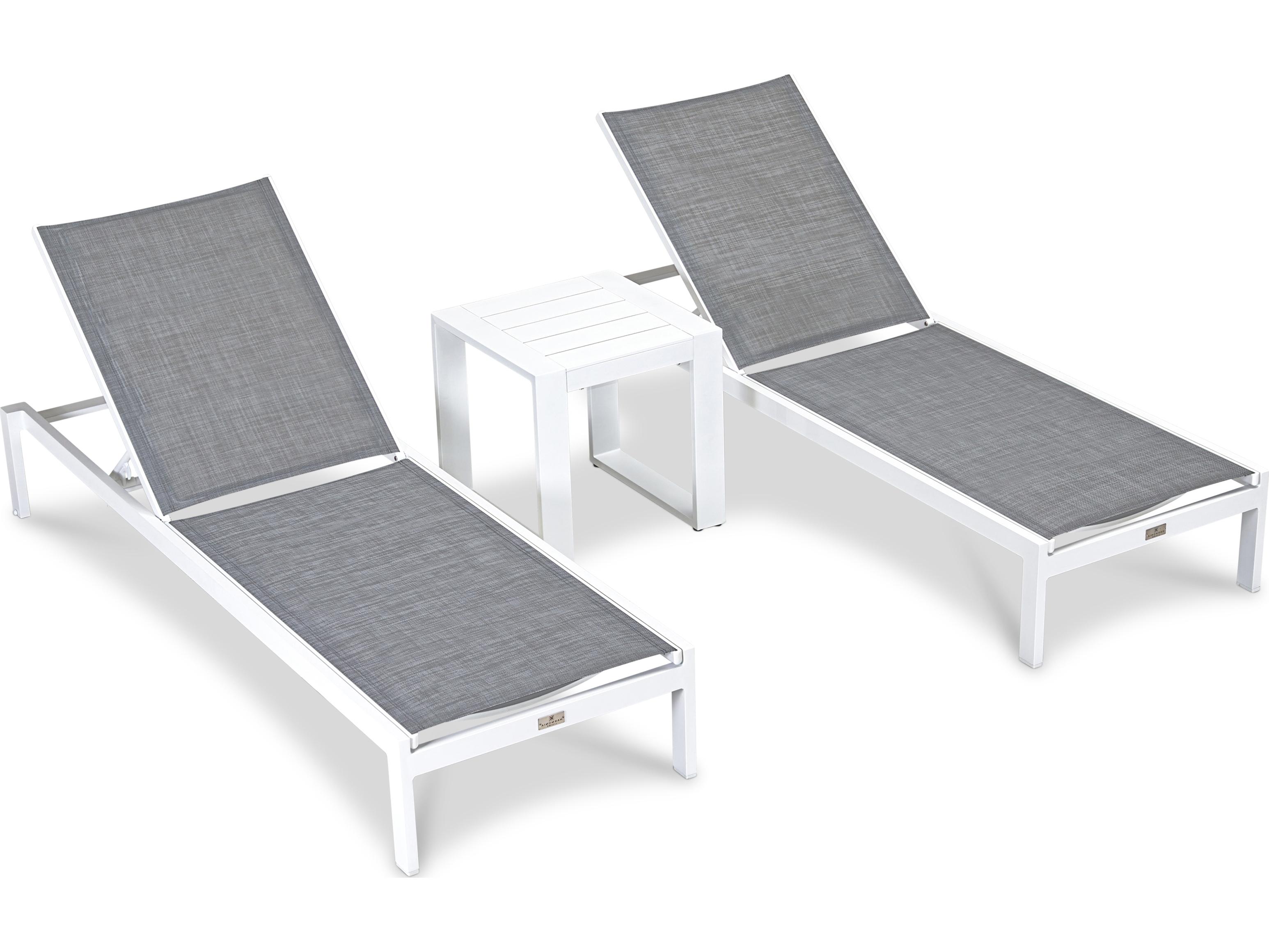 Harmonia Living Lift Aluminum Sling 3 Piece Chaise Outdoor Patio Lounge Set